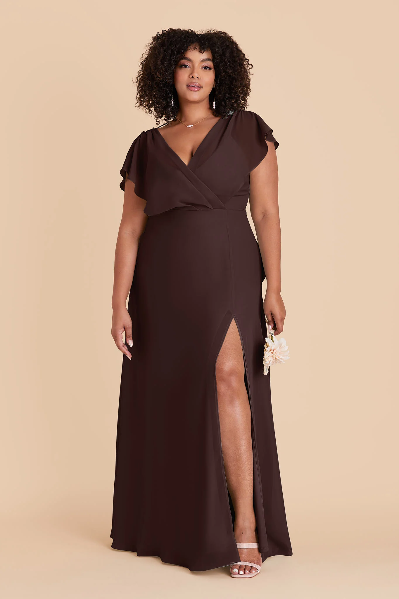 Violet Chiffon Dress - Espresso - Image 2