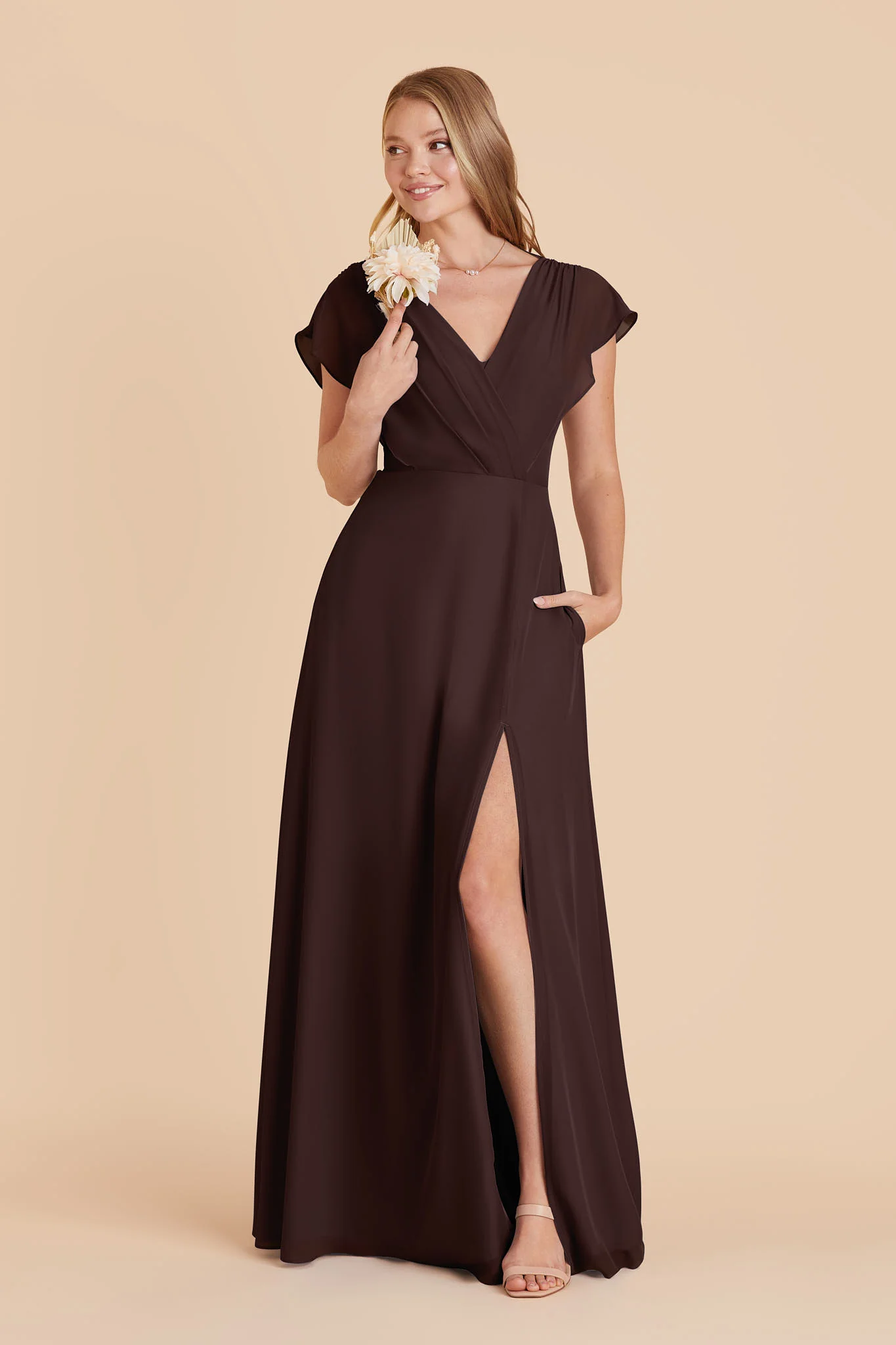 Violet Chiffon Dress - Espresso - Image 3