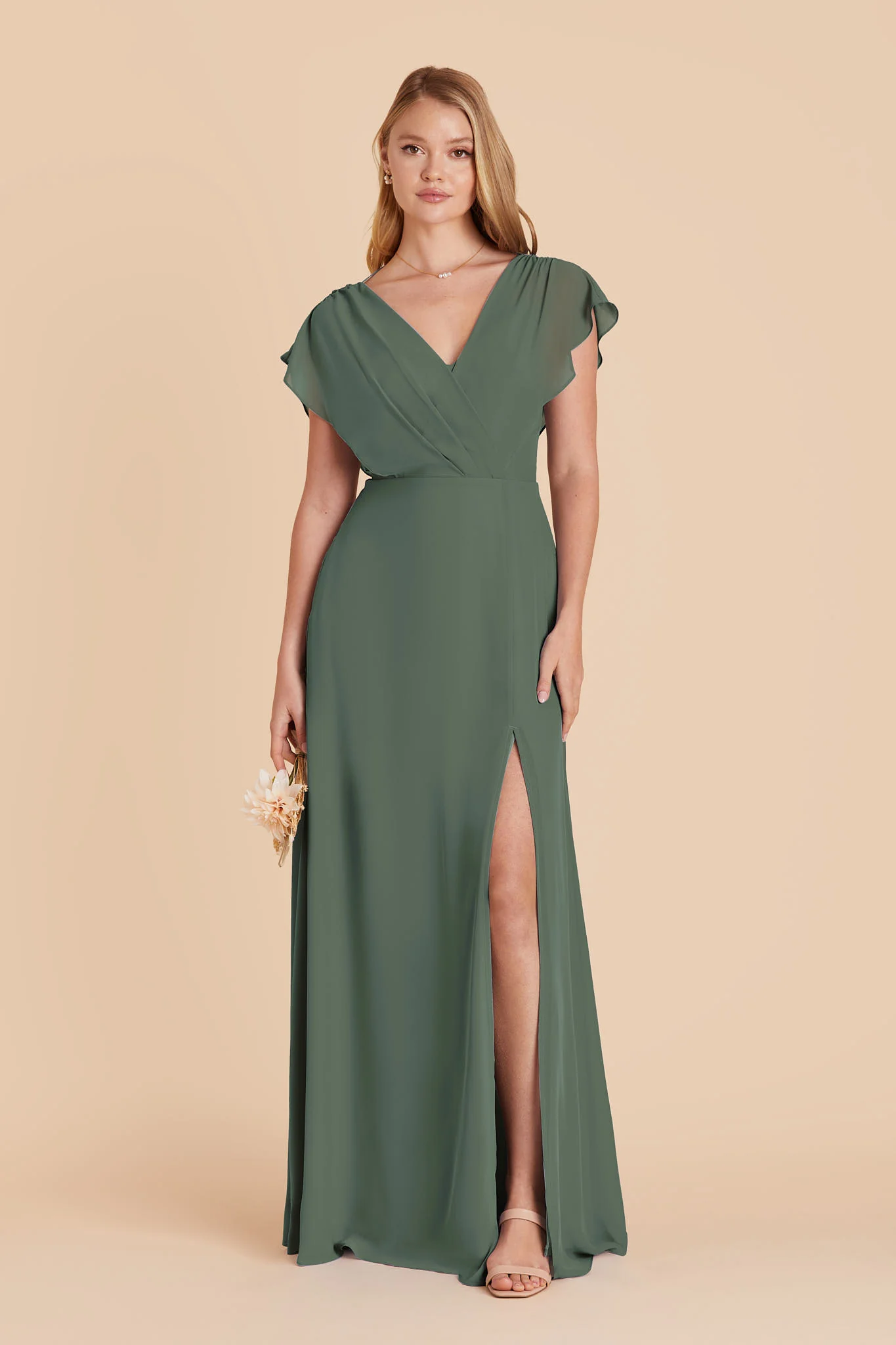 Violet Chiffon Dress - Eucalyptus