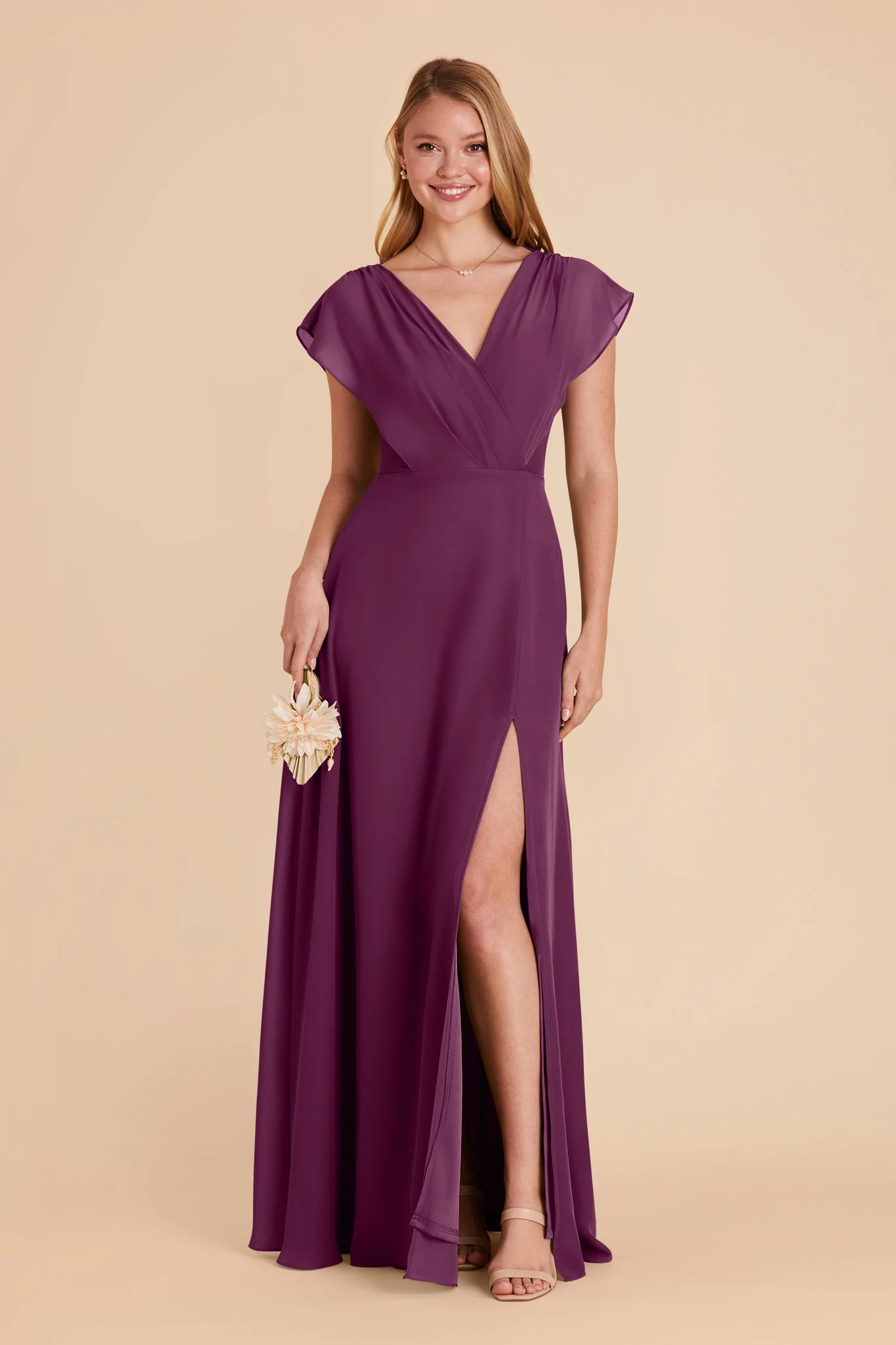 Violet Chiffon Dress - Fig