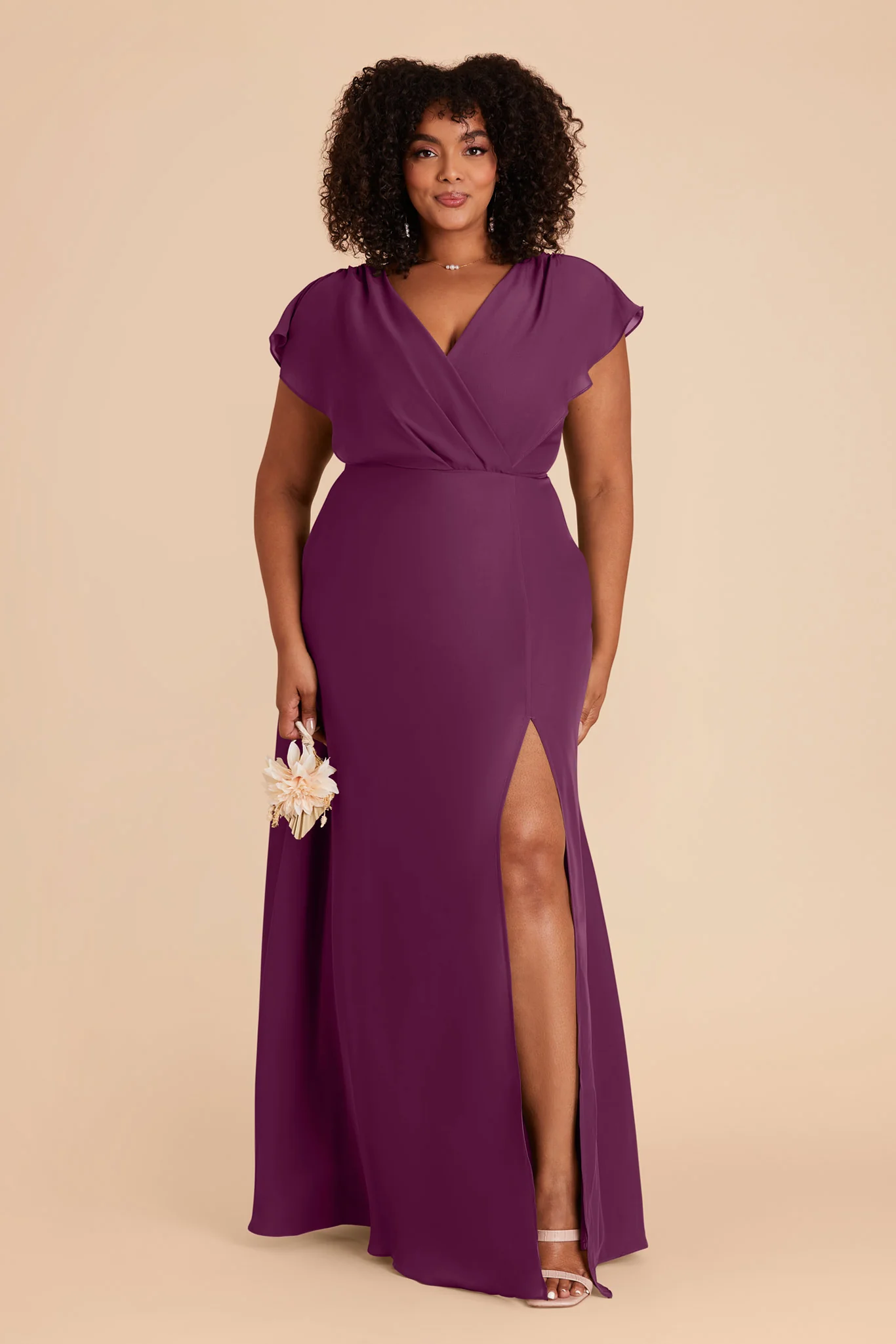 Violet Chiffon Dress - Fig - Image 2