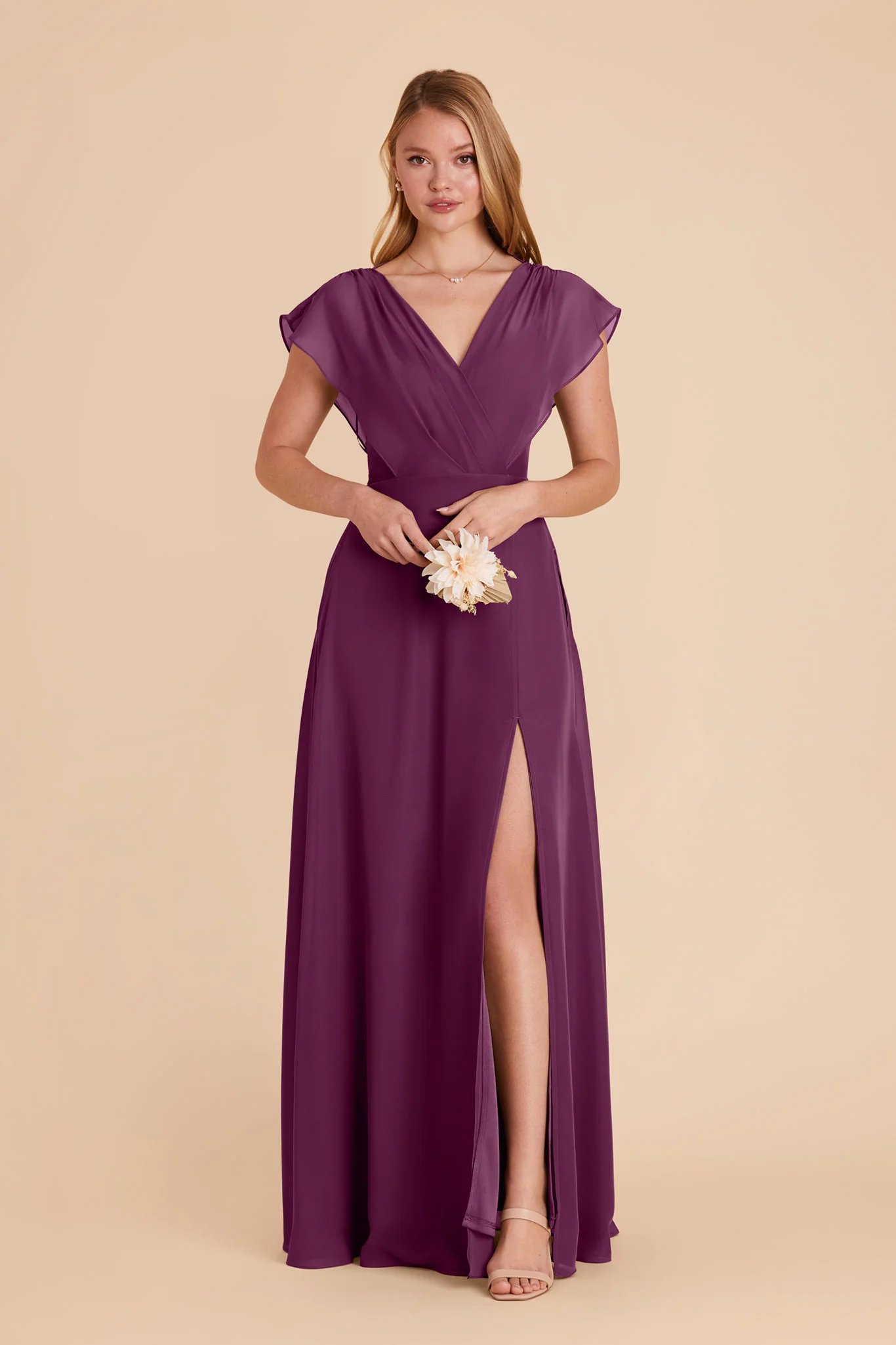 Violet Chiffon Dress - Fig - Image 4