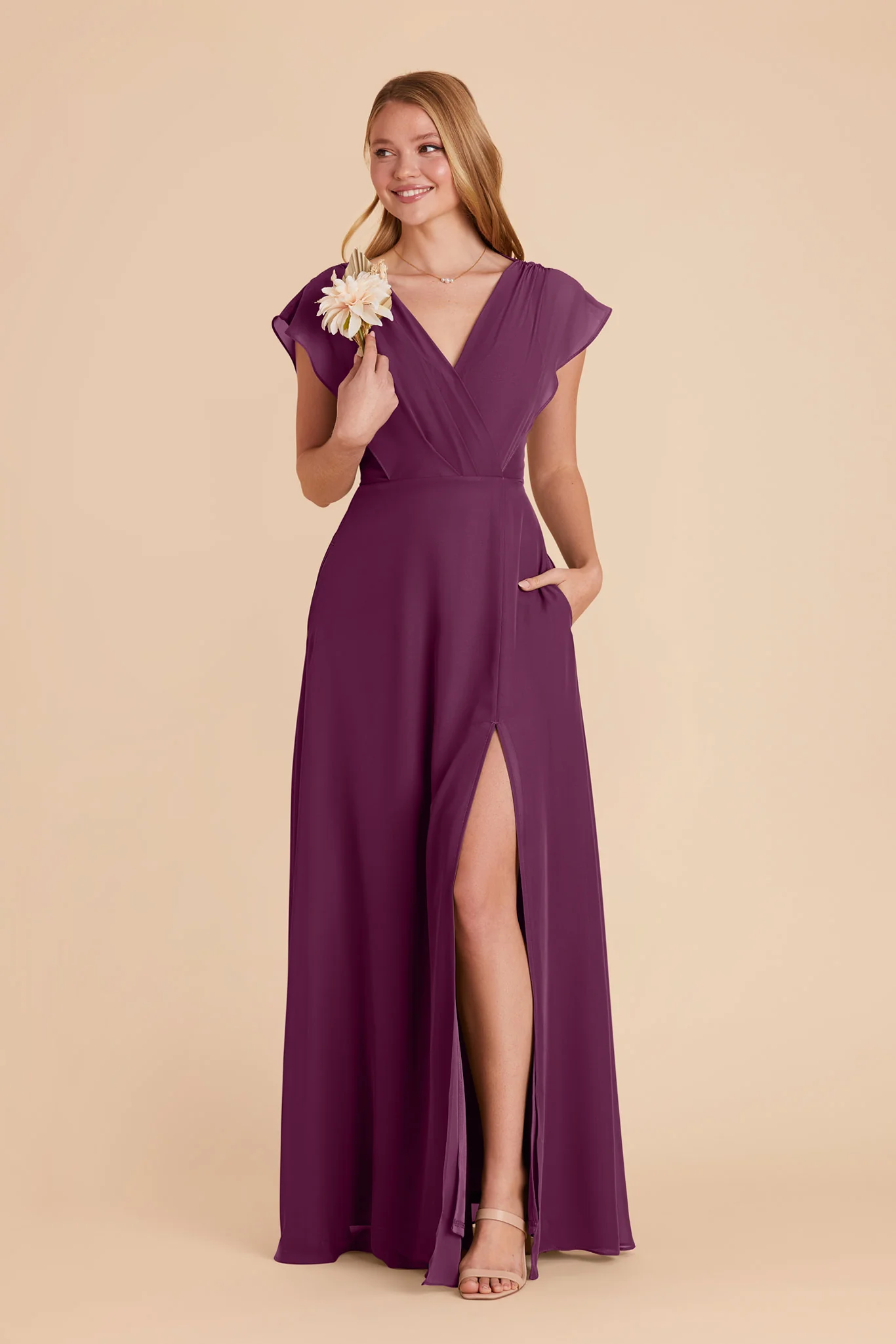 Violet Chiffon Dress - Fig - Image 5