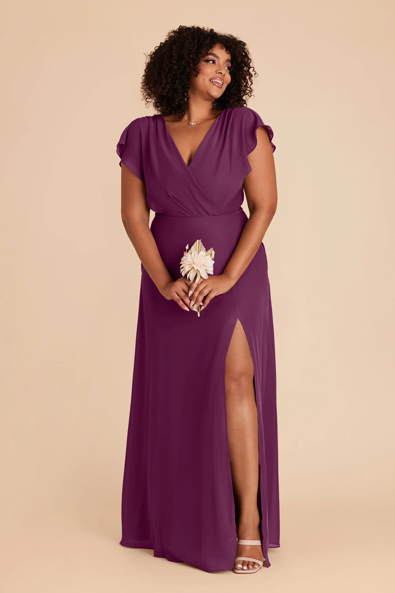 Violet Chiffon Dress - Fig - Image 6