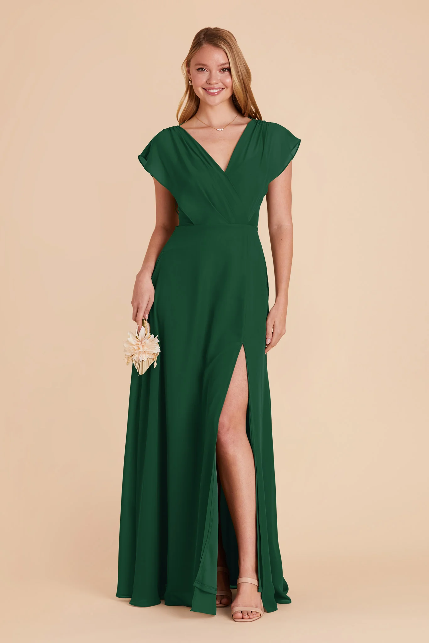 Violet Chiffon Dress - Forest Green