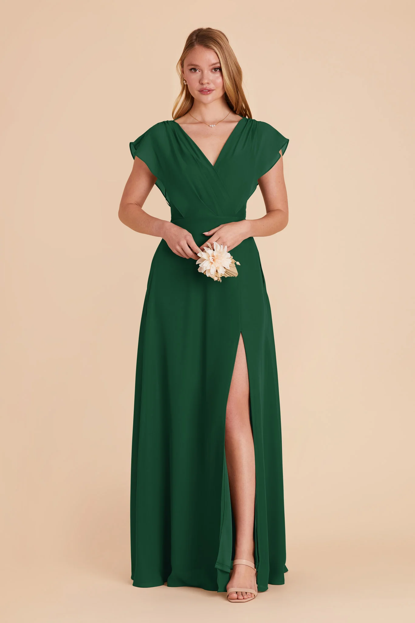Violet Chiffon Dress - Forest Green - Image 6