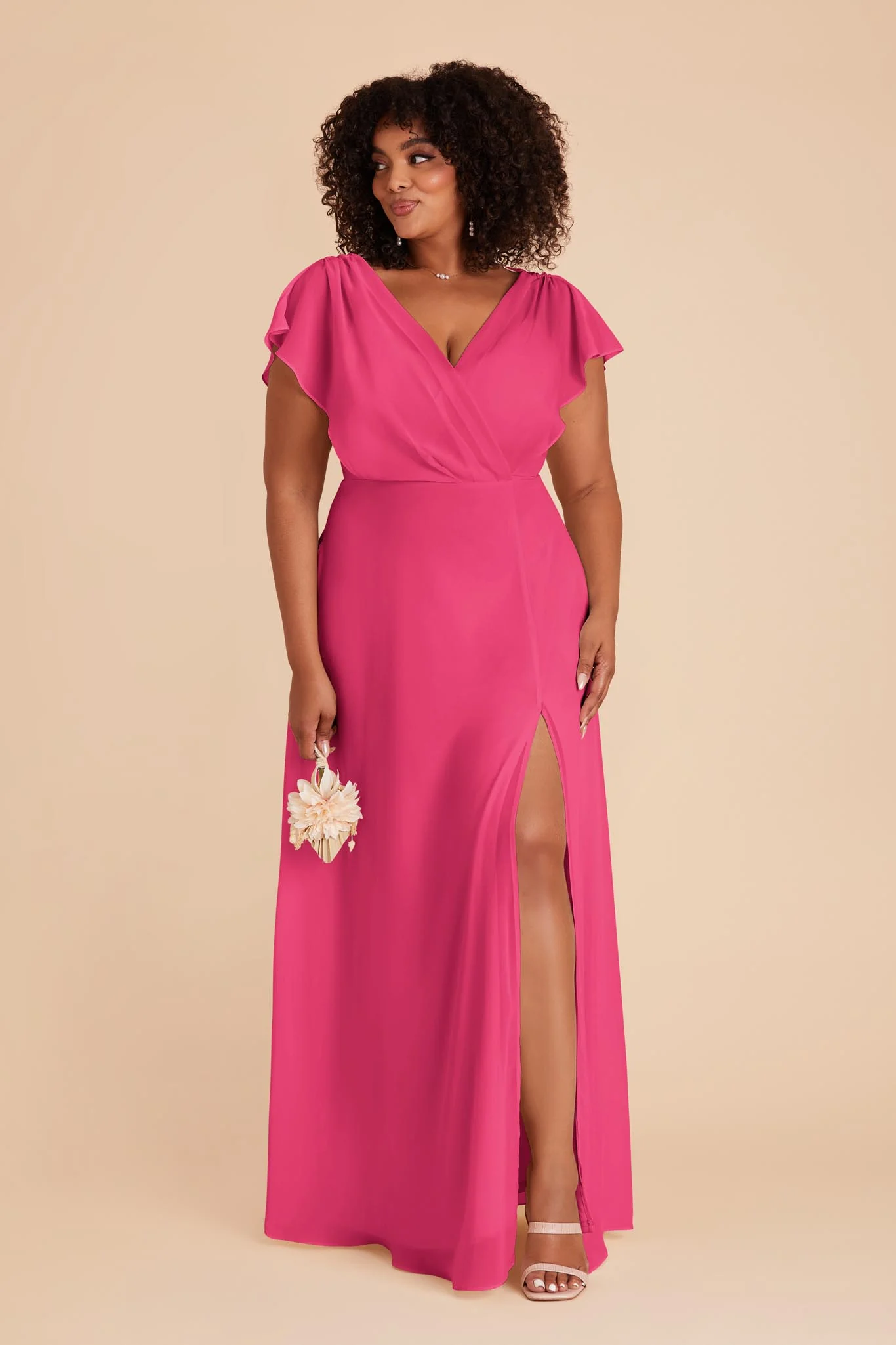 Violet Chiffon Dress - Fuchsia - Image 2