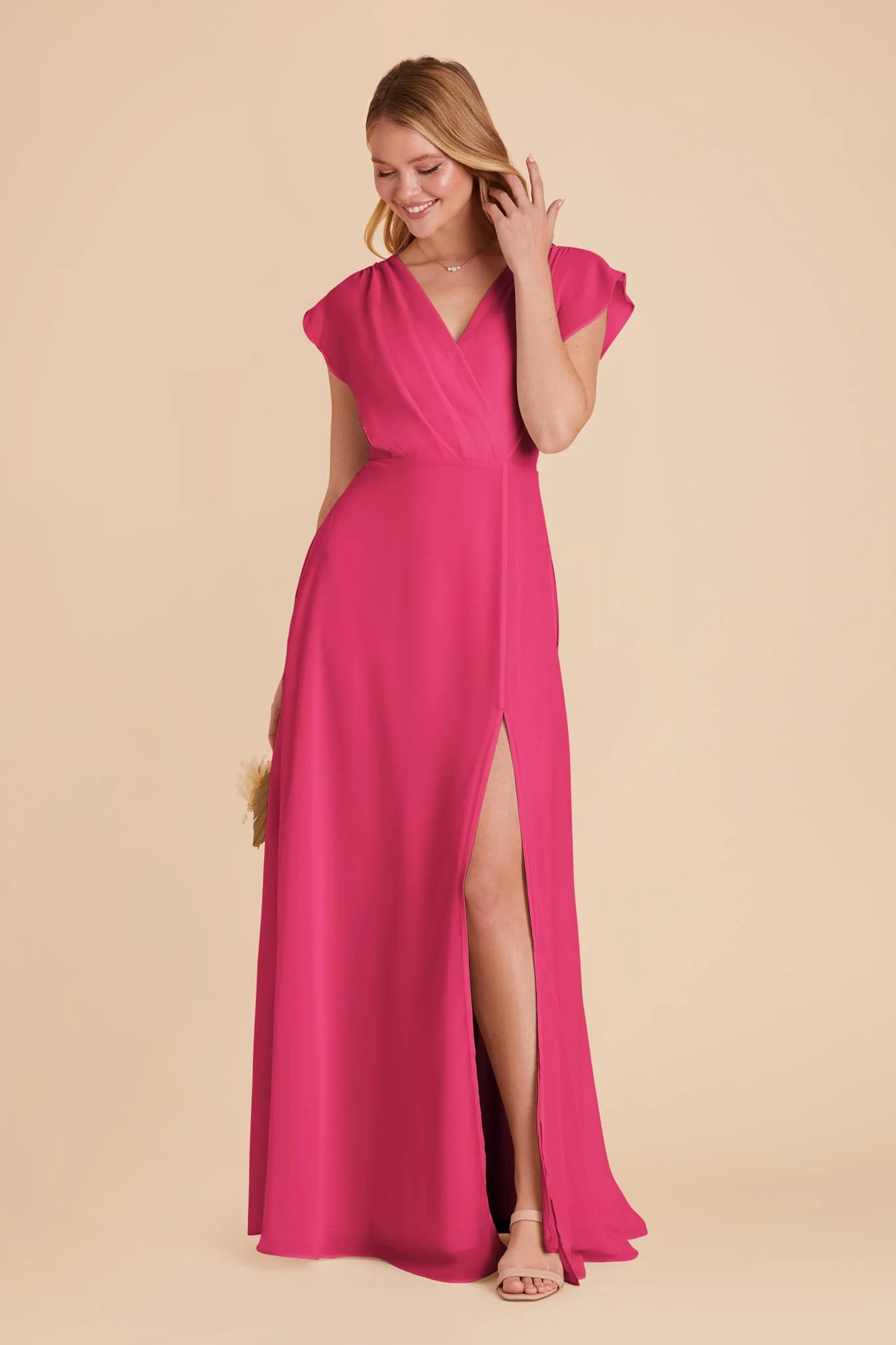 Violet Chiffon Dress - Fuchsia - Image 3