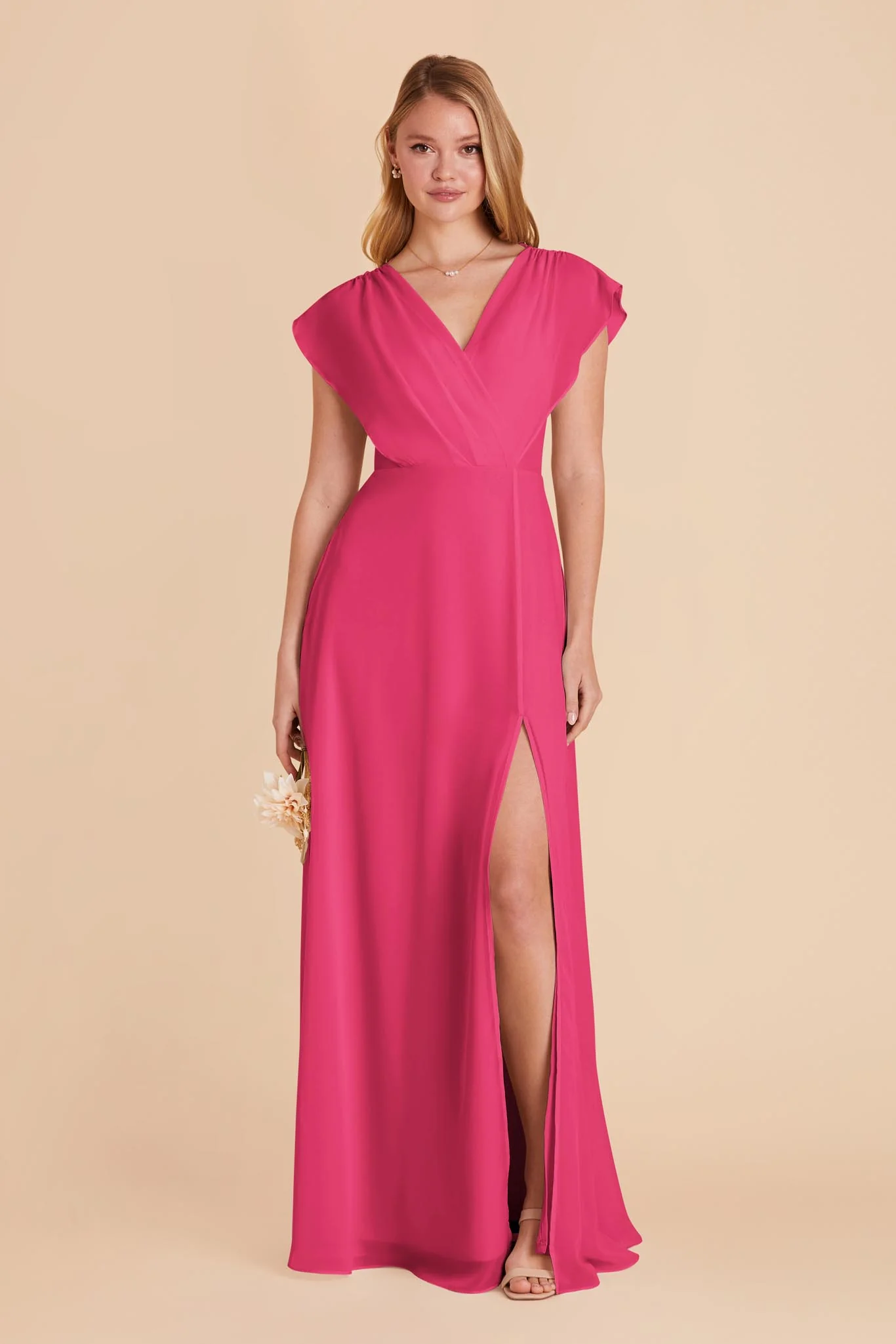 Violet Chiffon Dress - Fuchsia - Image 5