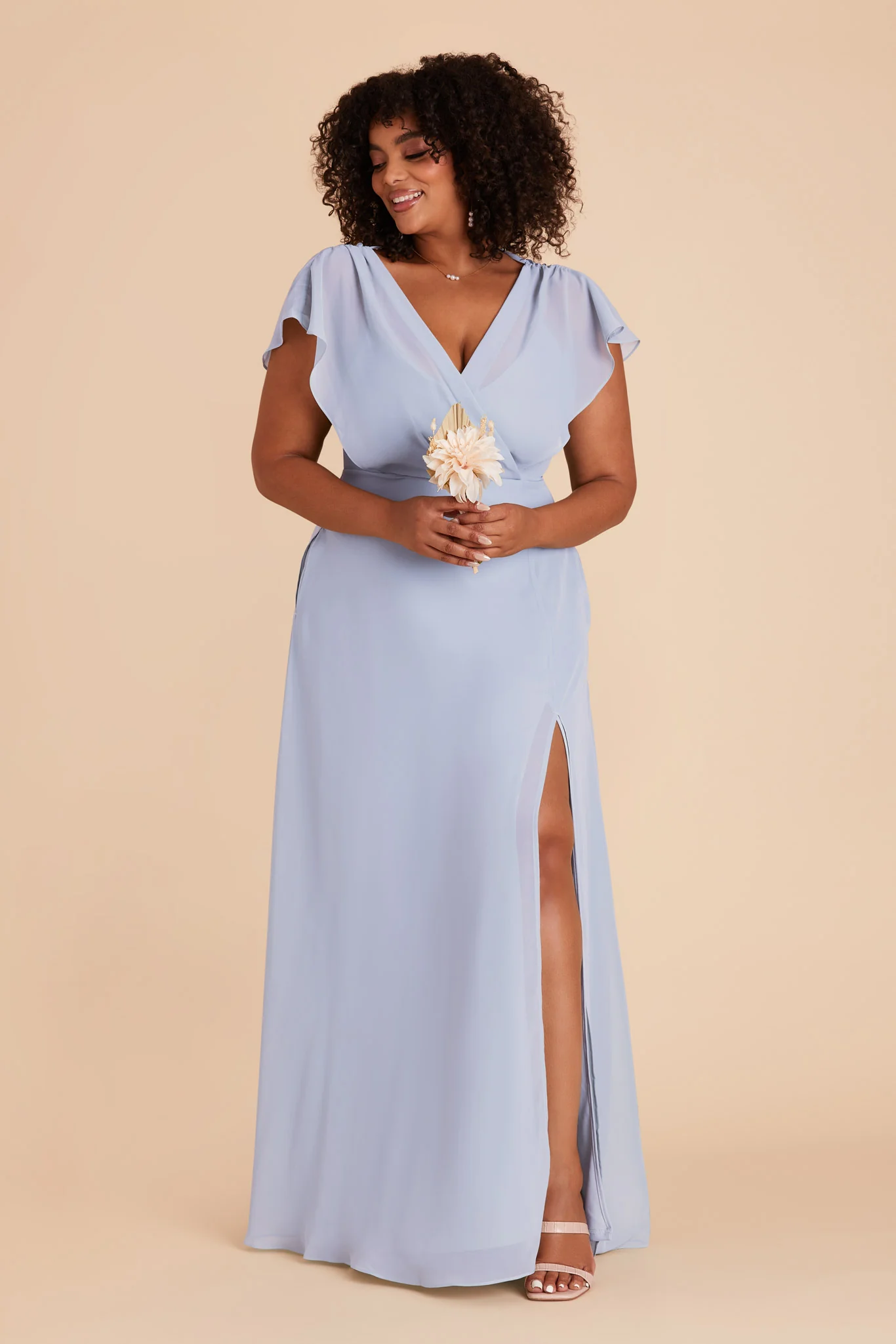Violet Chiffon Dress - Ice Blue - Image 12