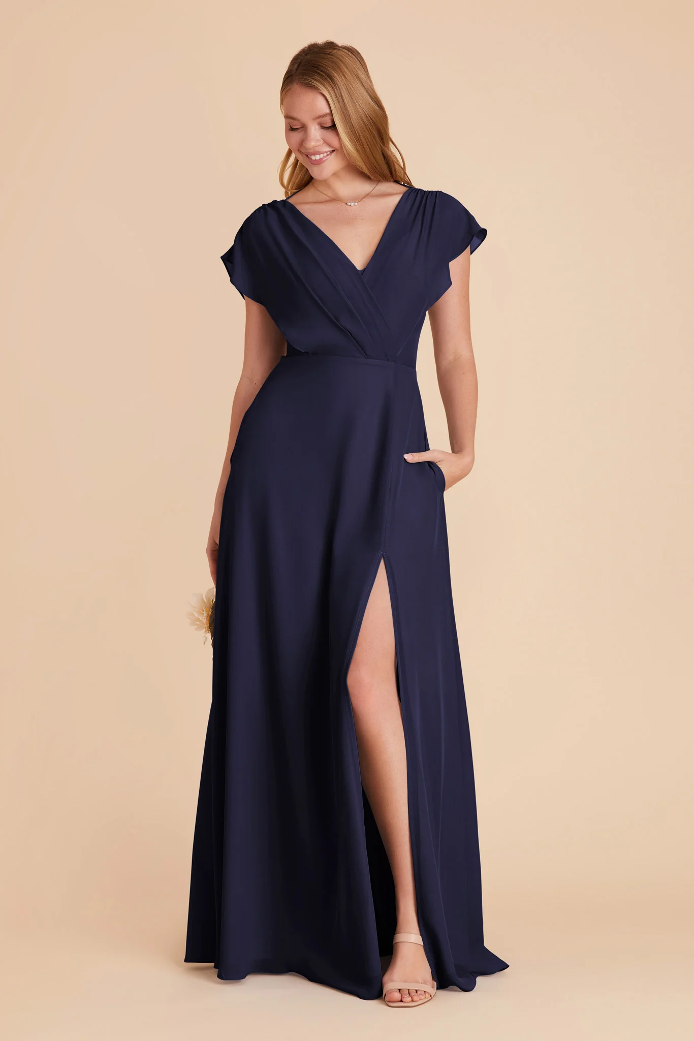 Violet Chiffon Dress - Navy - Image 7