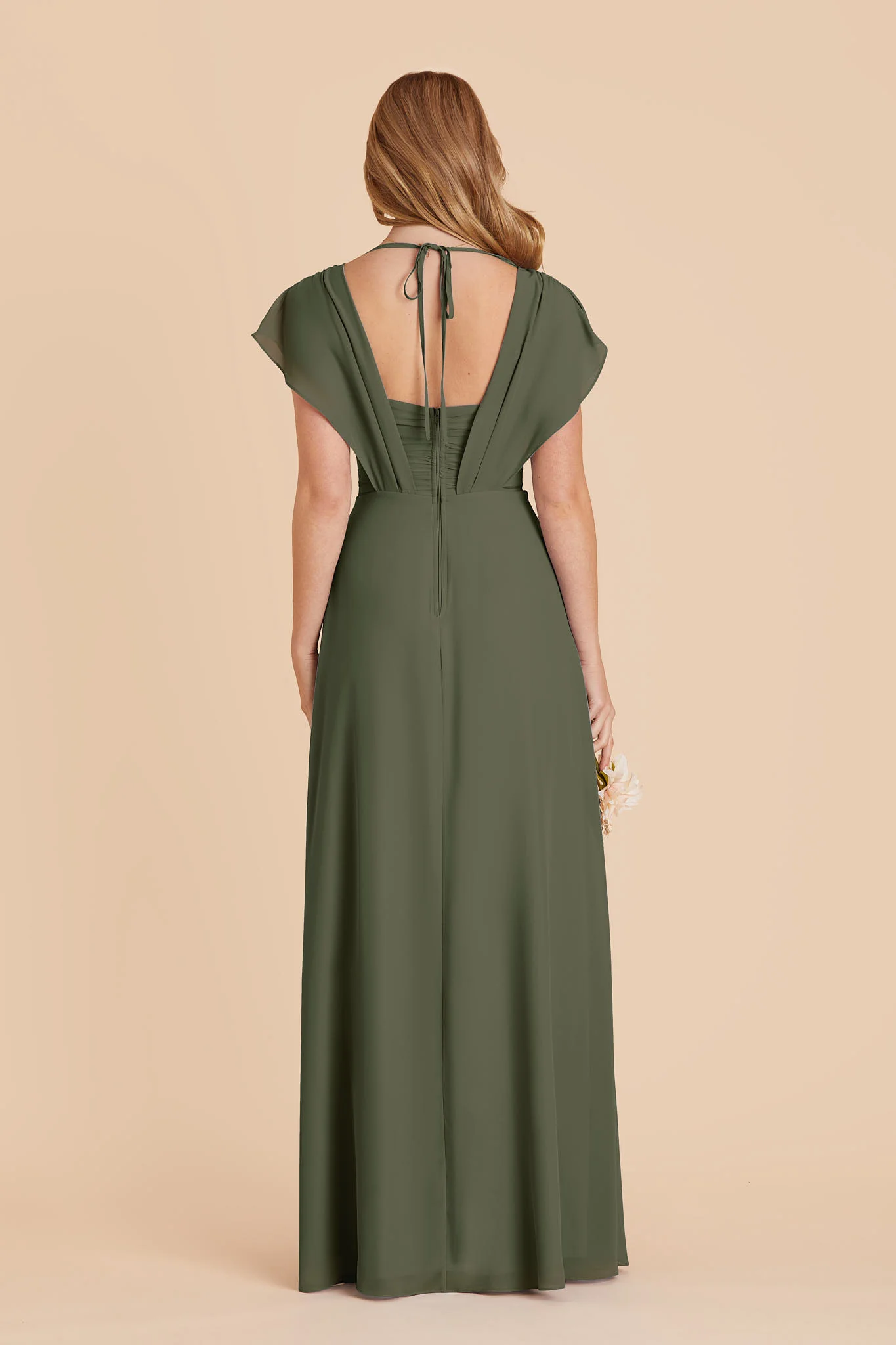 Violet Chiffon Dress - Olive - Image 5