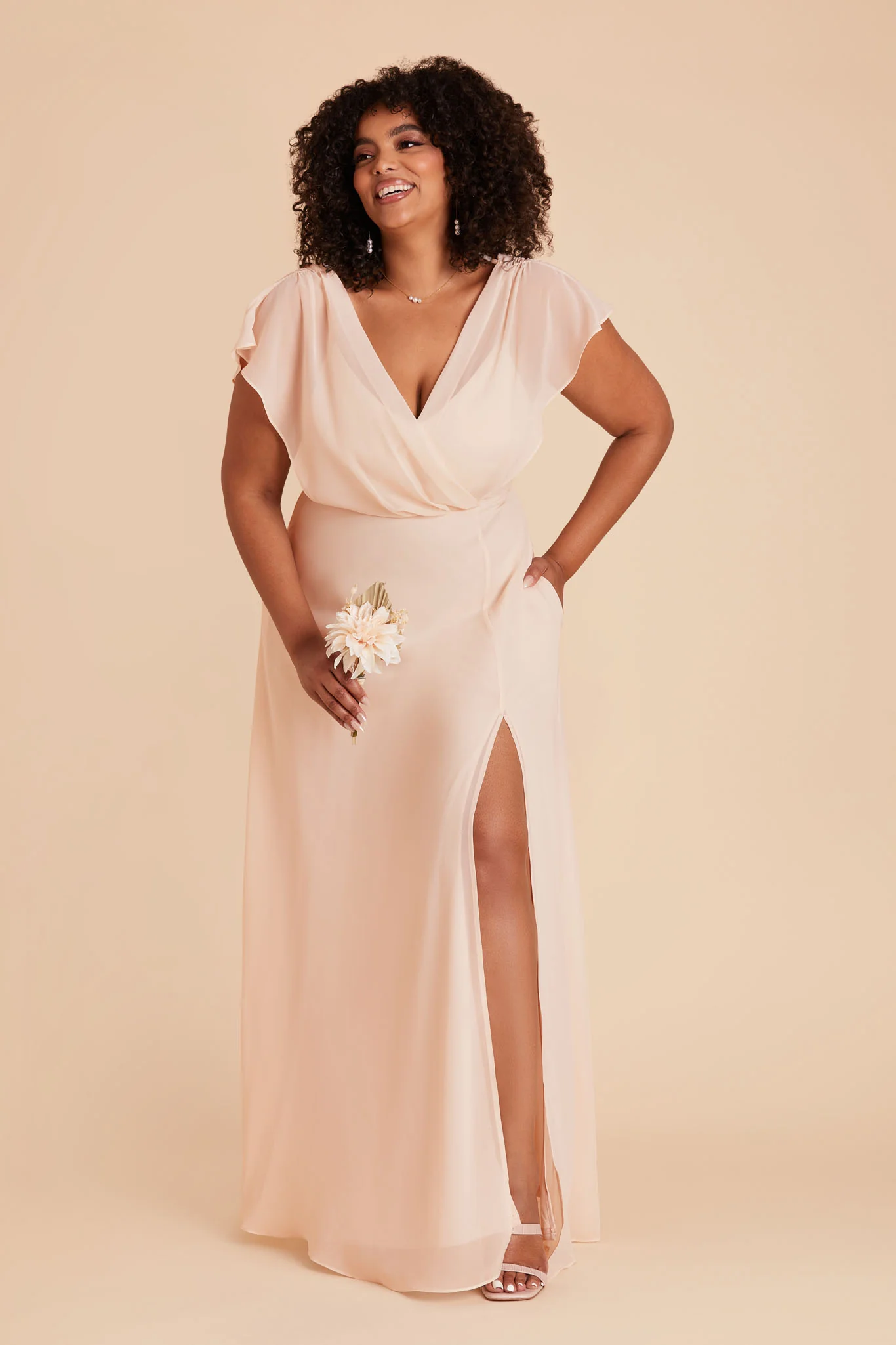 Violet Chiffon Dress - Pale Blush - Image 10