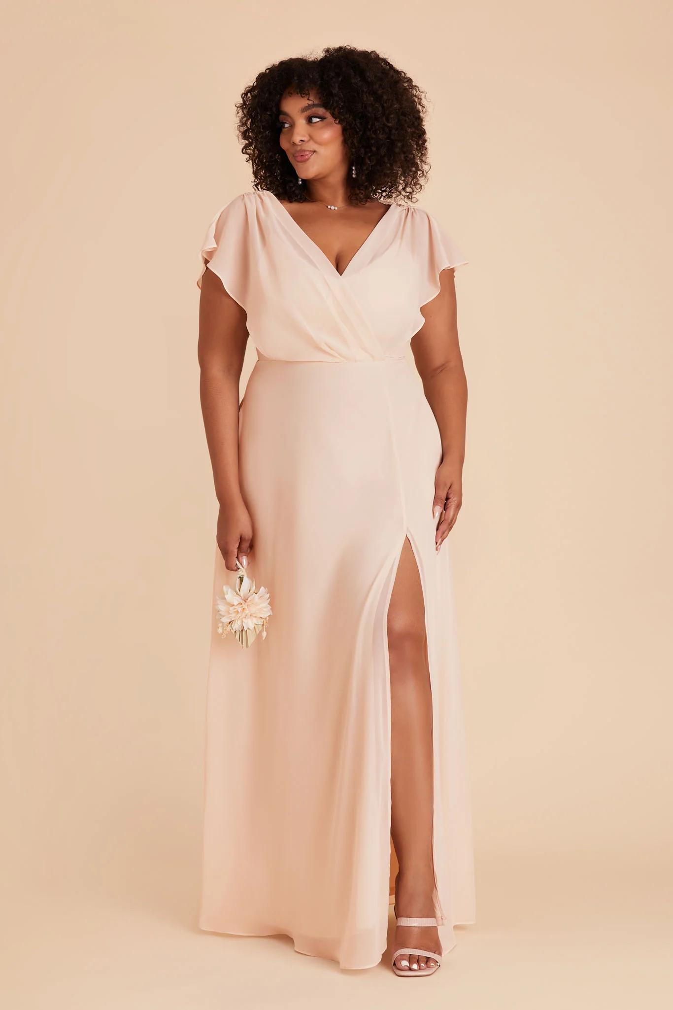 Violet Chiffon Dress - Pale Blush - Image 12