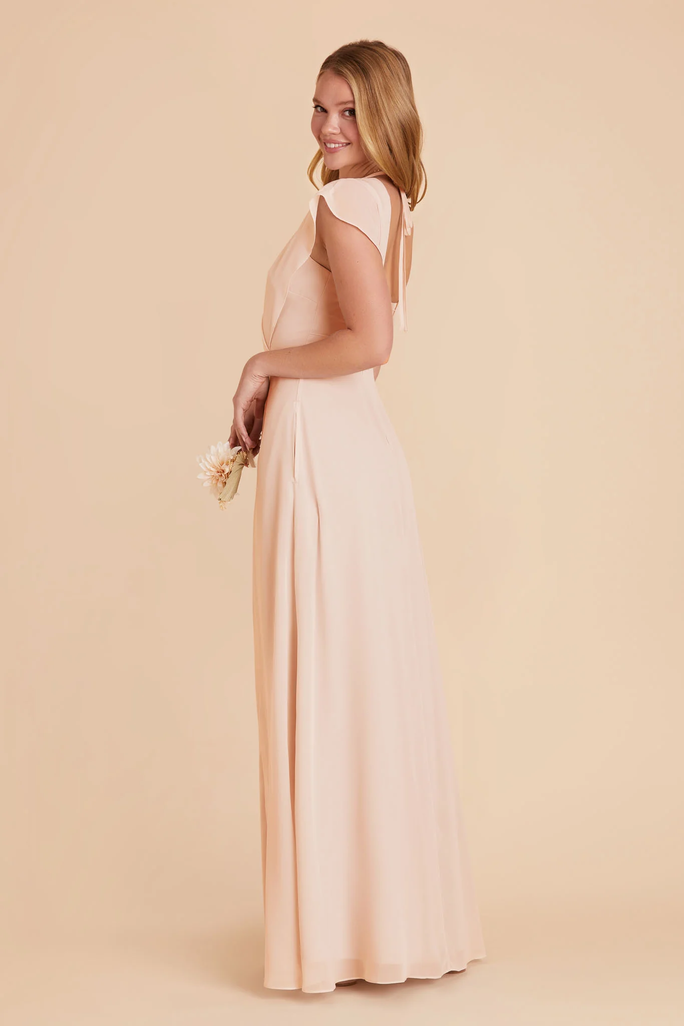 Violet Chiffon Dress - Pale Blush - Image 13