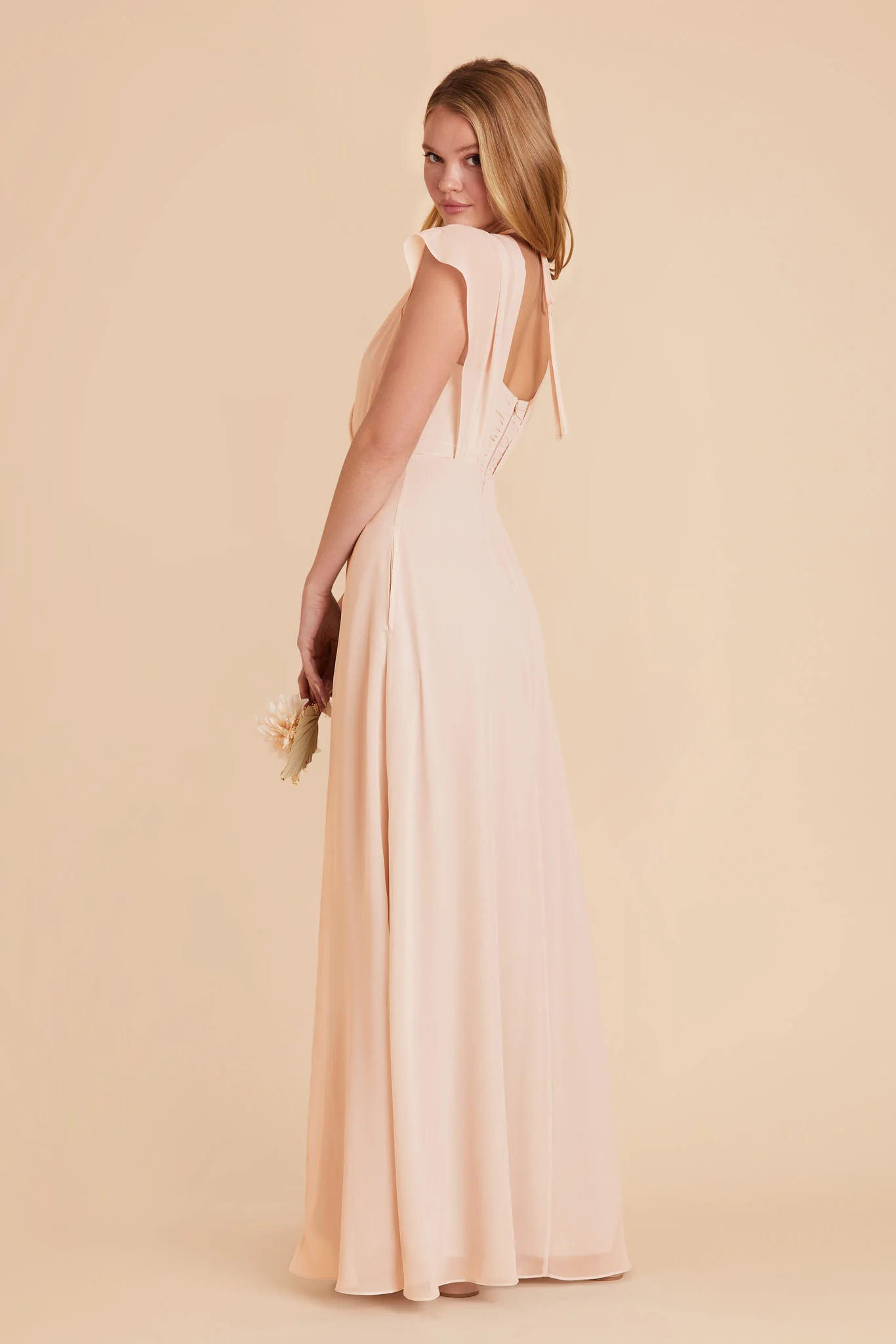 Violet Chiffon Dress - Pale Blush - Image 14