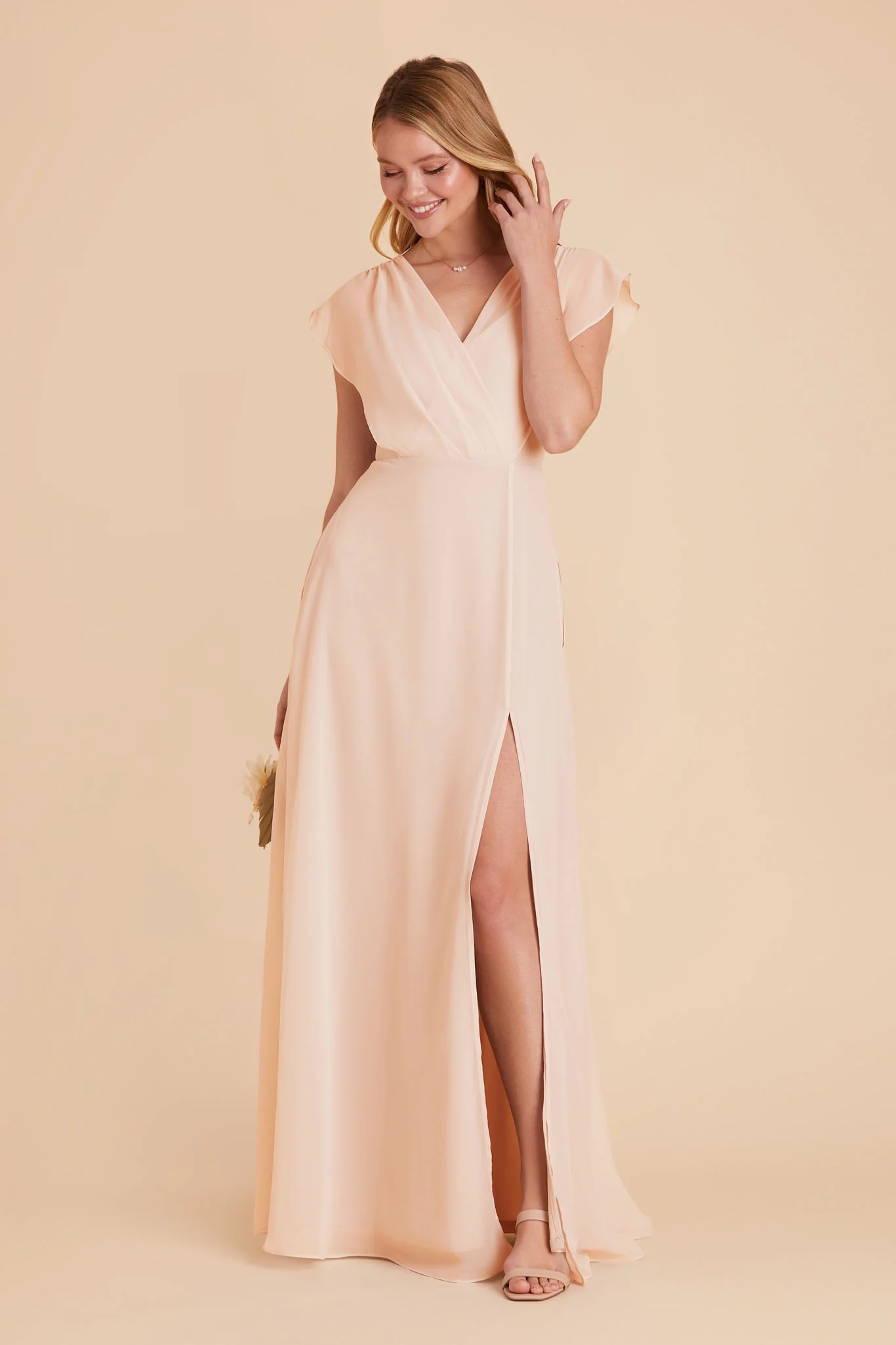 Violet Chiffon Dress - Pale Blush - Image 8