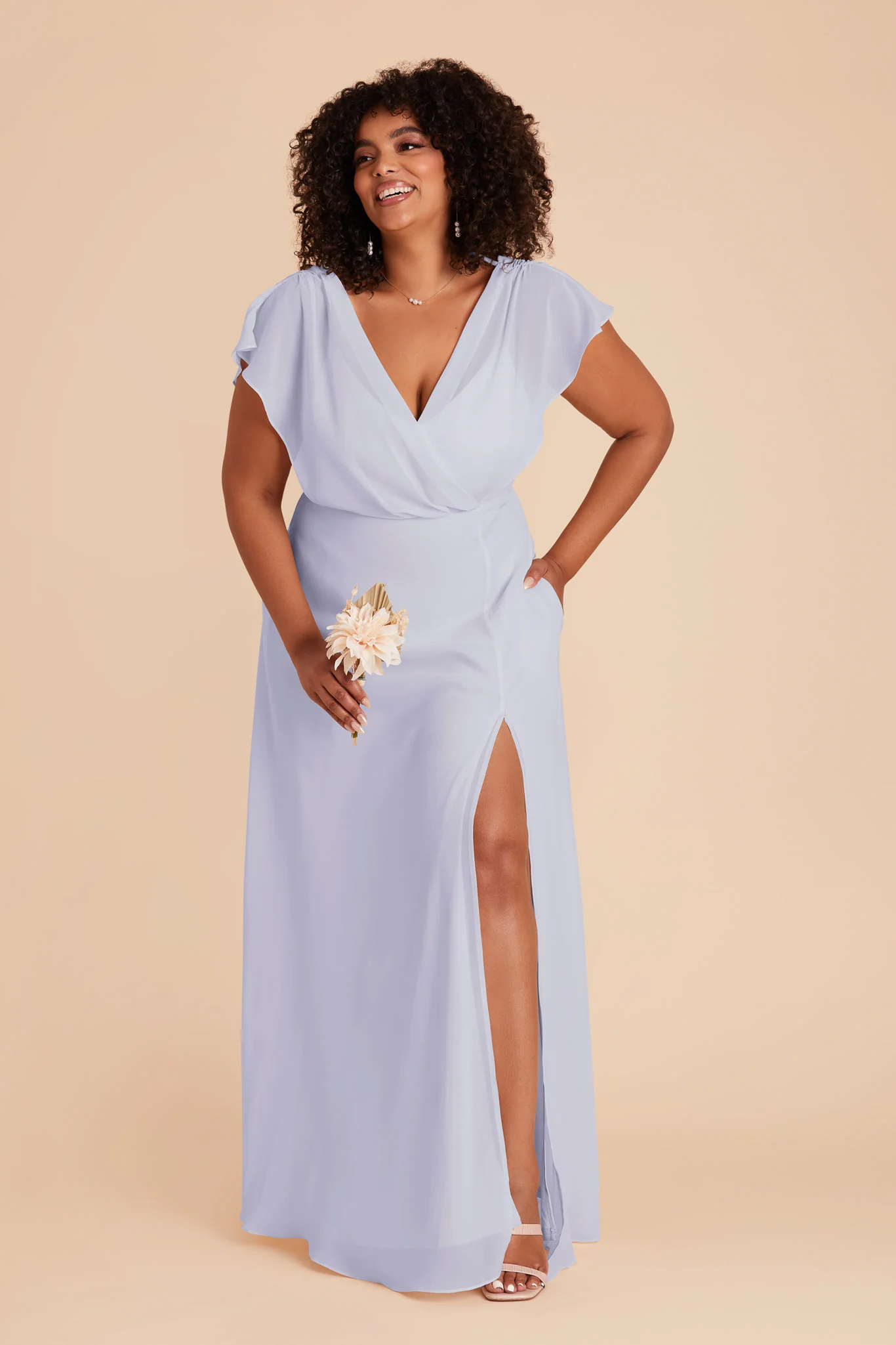 Violet Chiffon Dress - Periwinkle Blue - Image 6