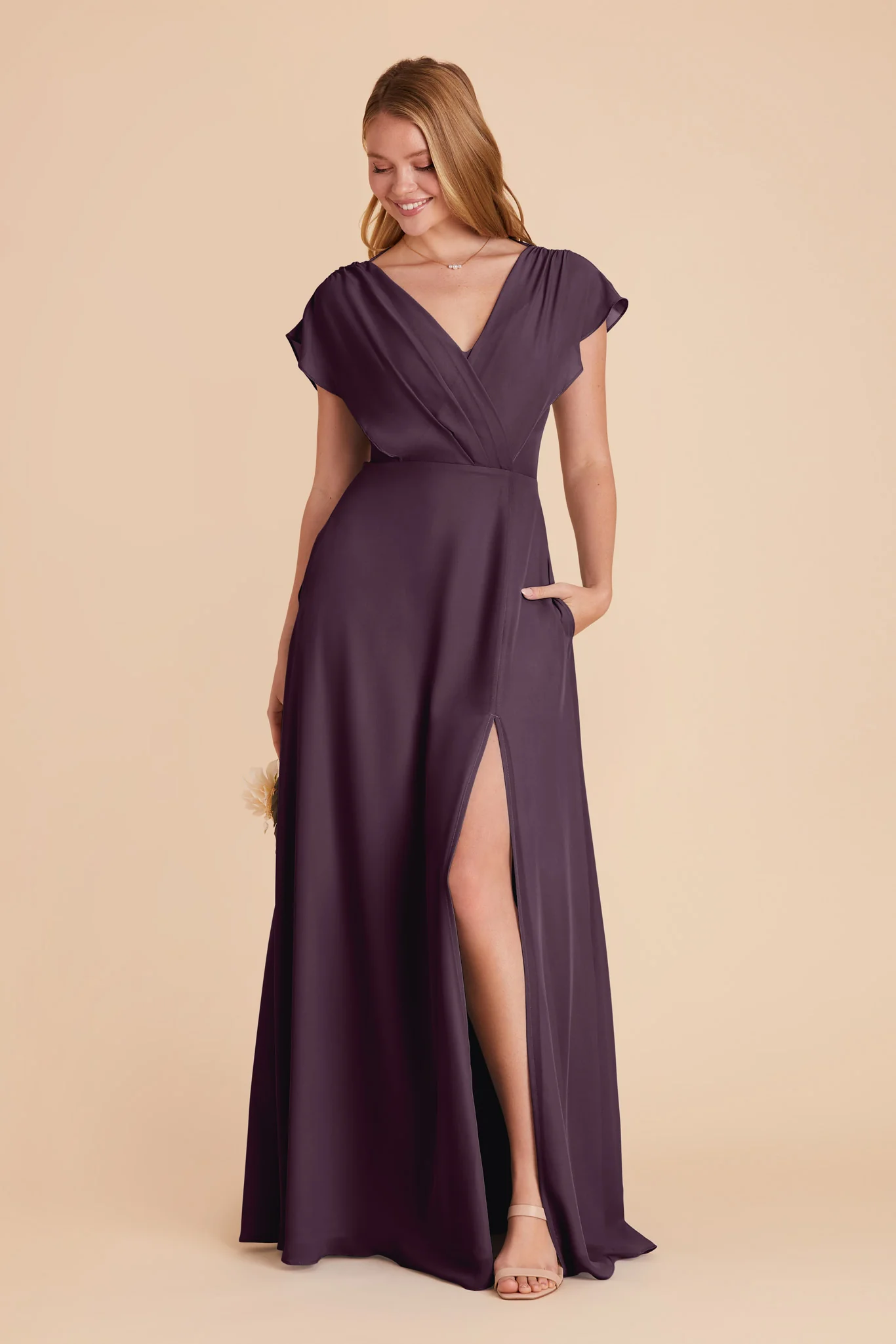 Violet Chiffon Dress - Plum - Image 10