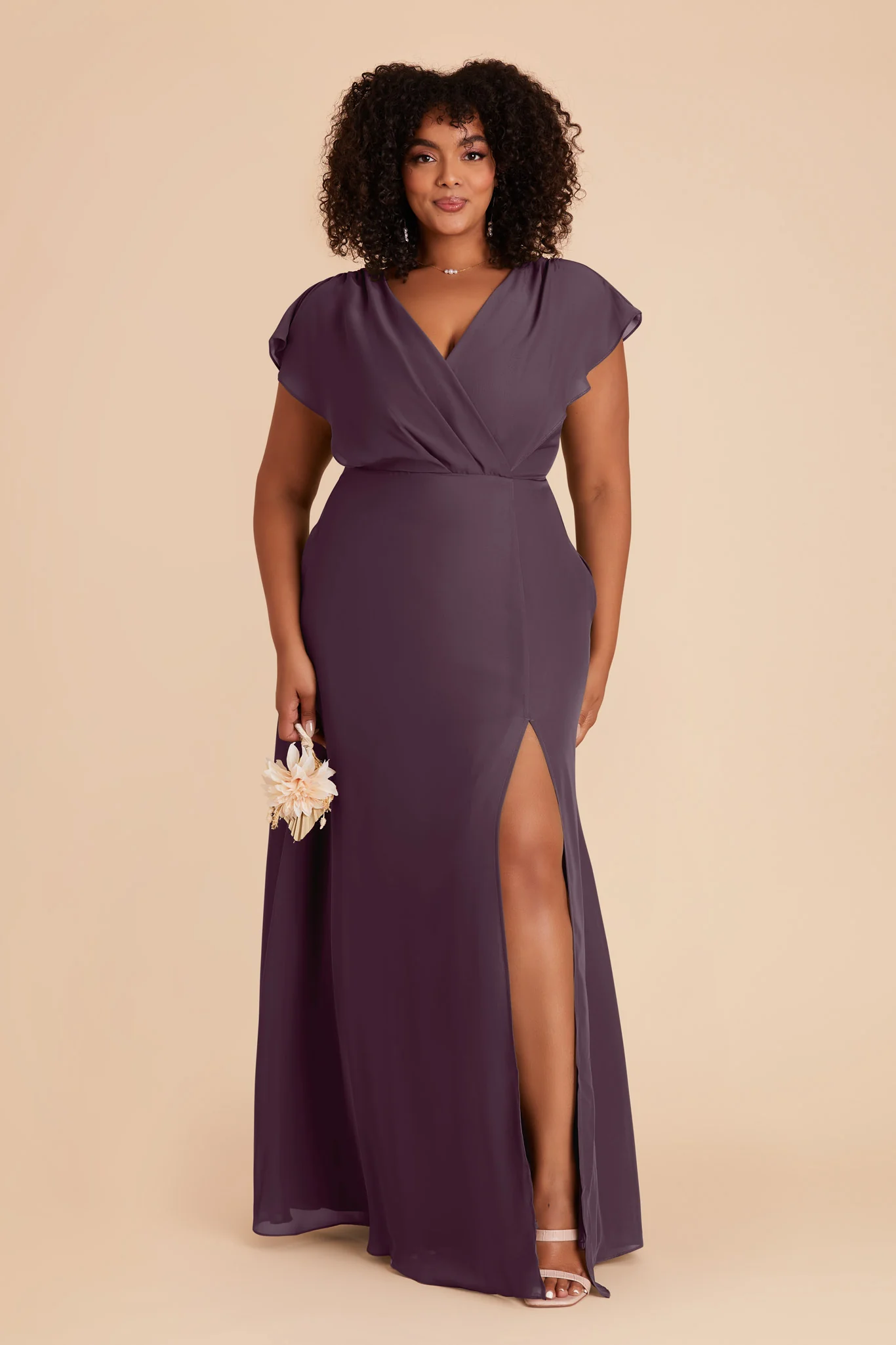 Violet Chiffon Dress - Plum - Image 11