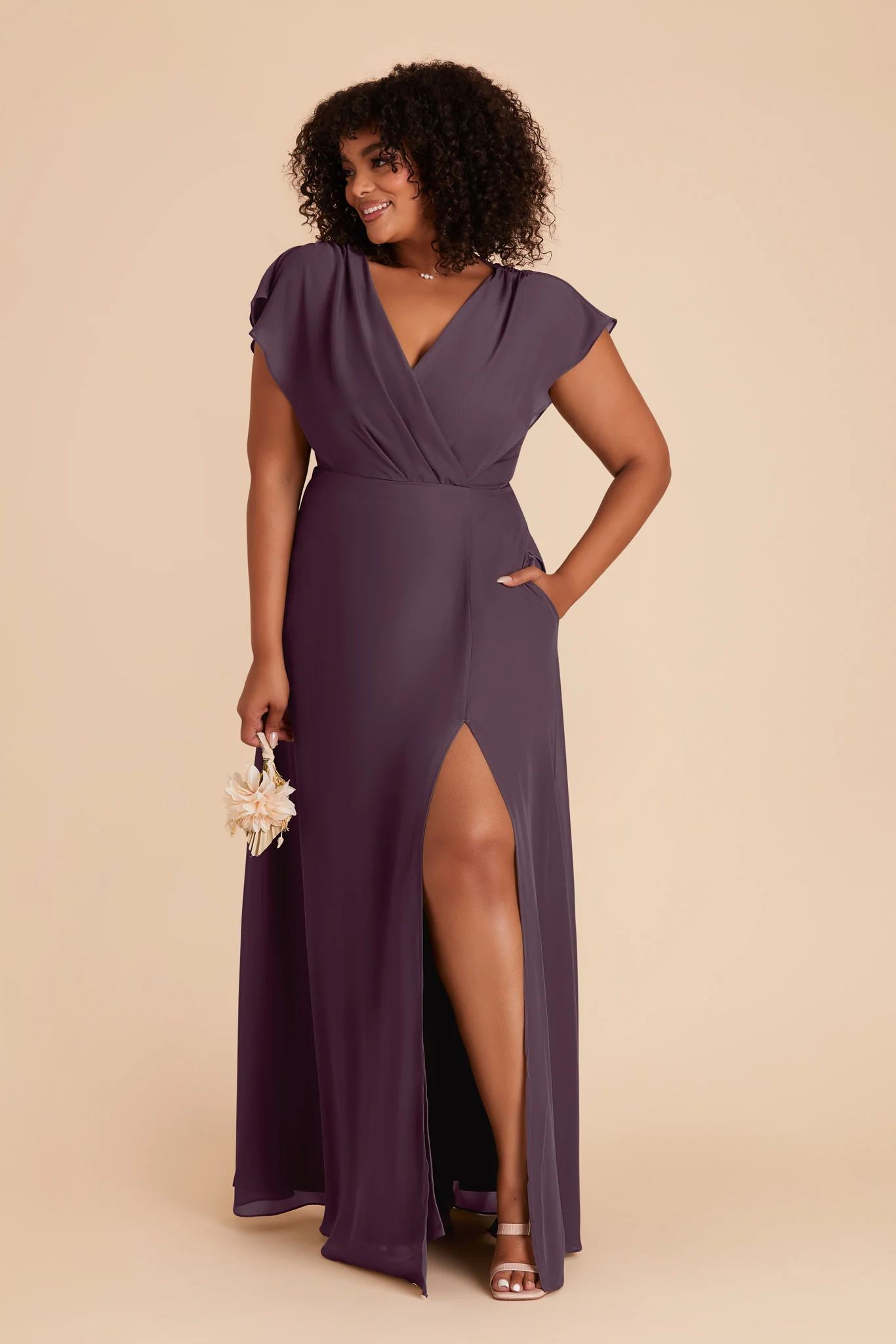 Violet Chiffon Dress - Plum - Image 12