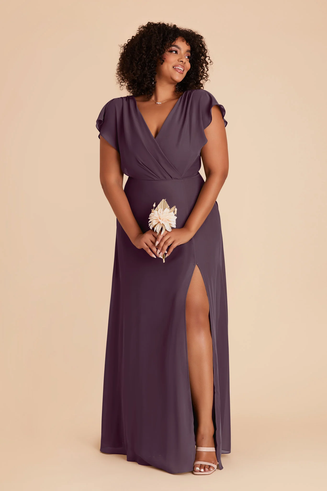 Violet Chiffon Dress - Plum - Image 2