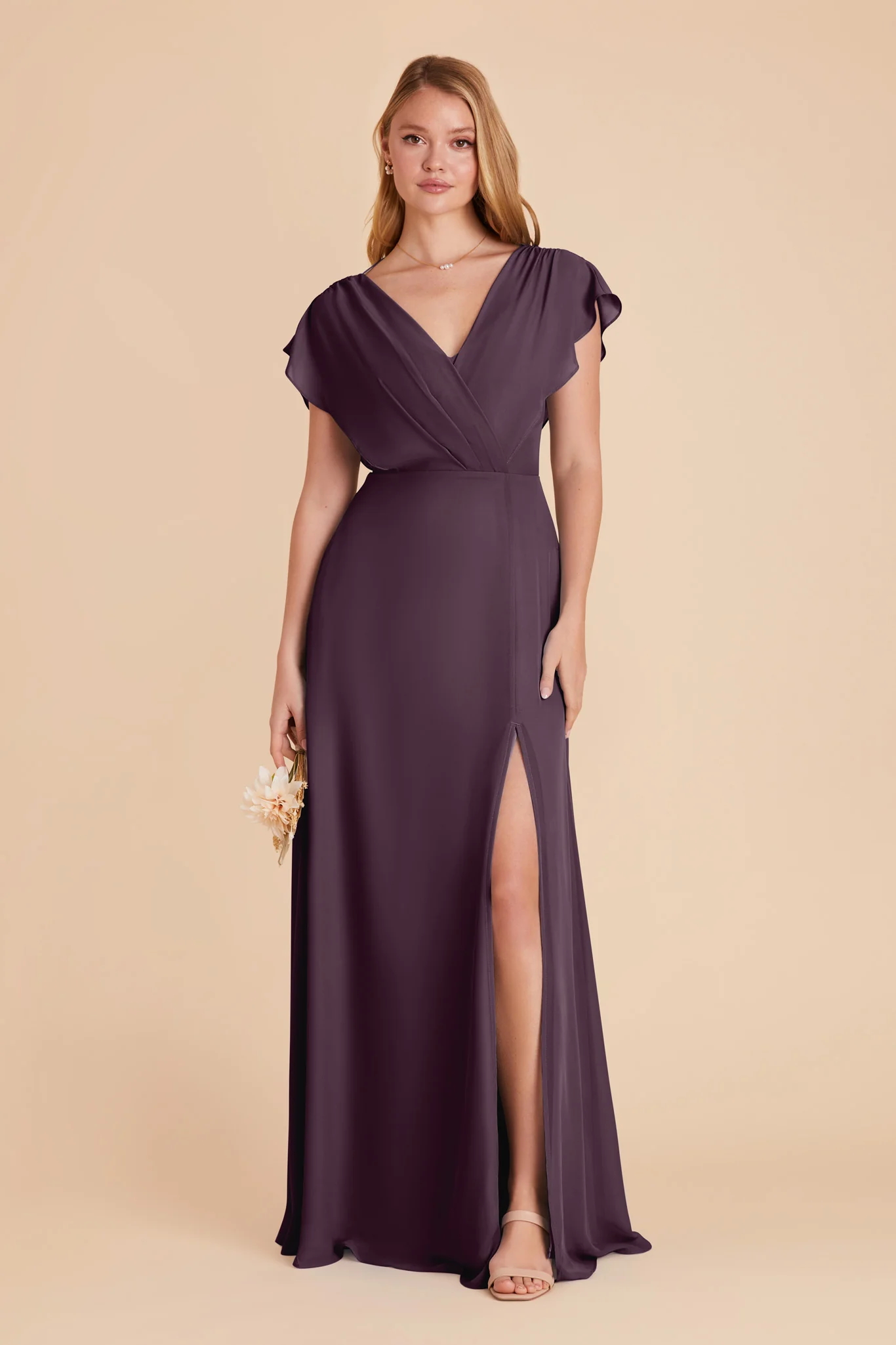 Violet Chiffon Dress - Plum - Image 3