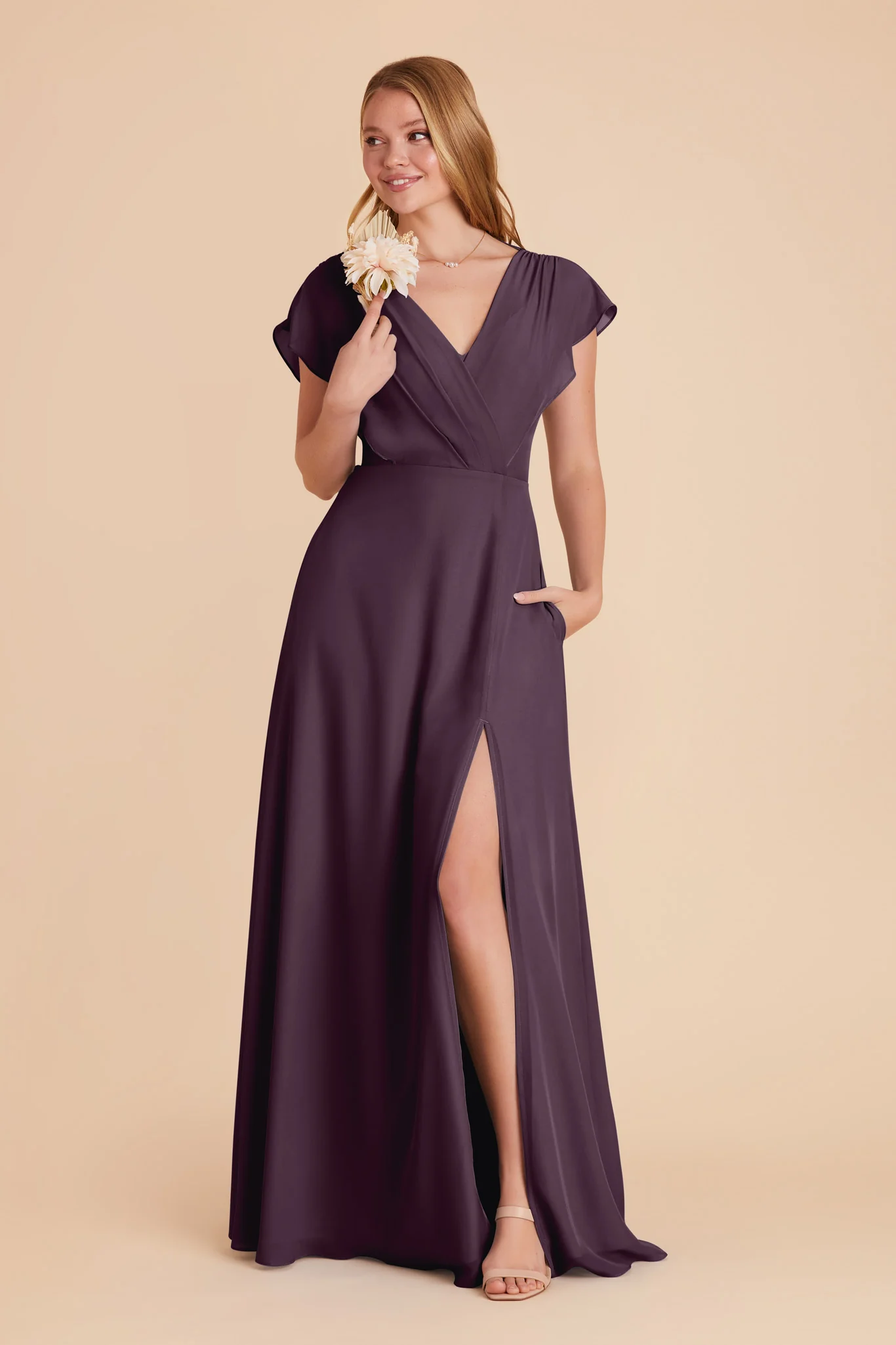 Violet Chiffon Dress - Plum - Image 4