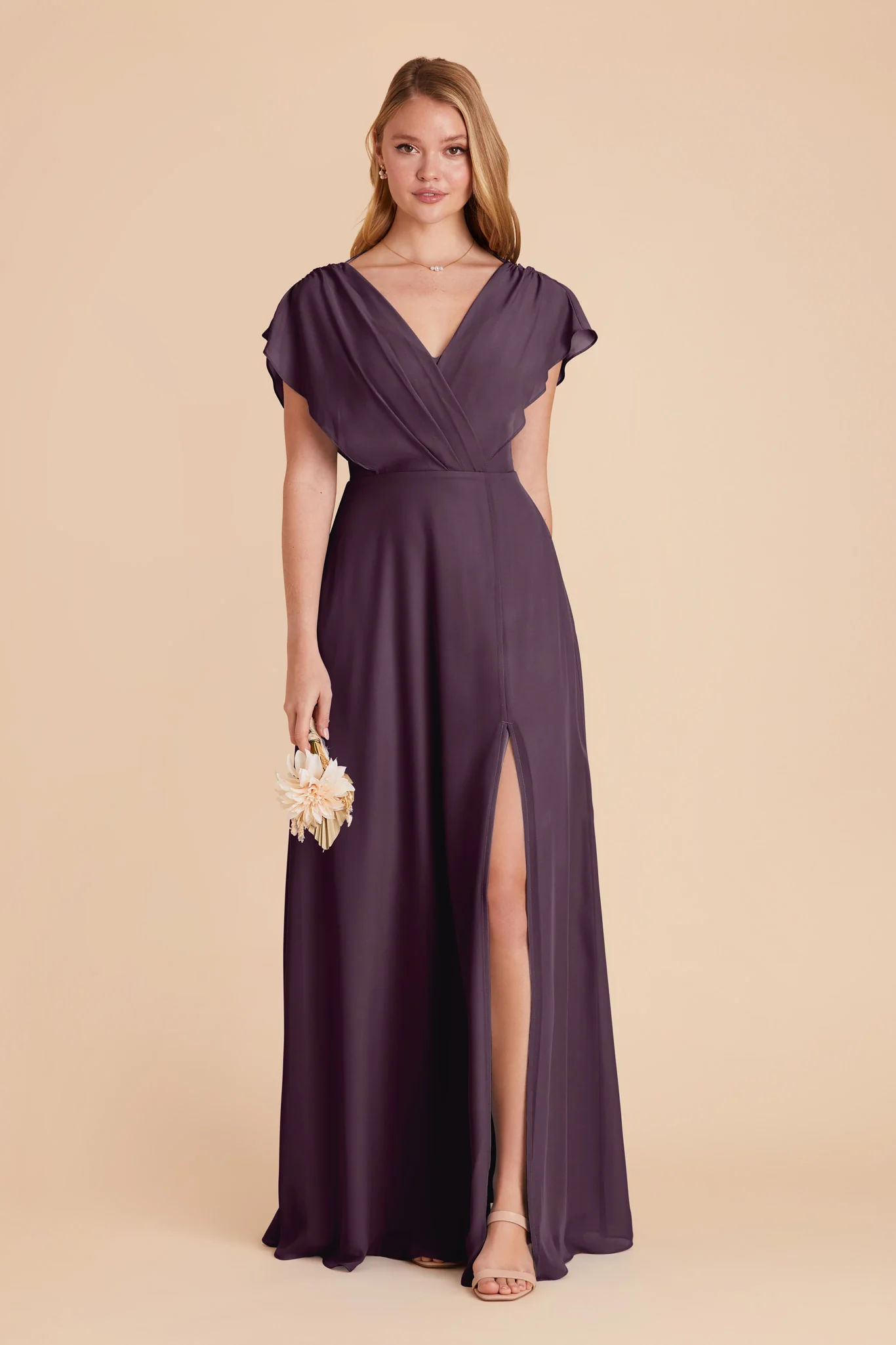 Violet Chiffon Dress - Plum - Image 6