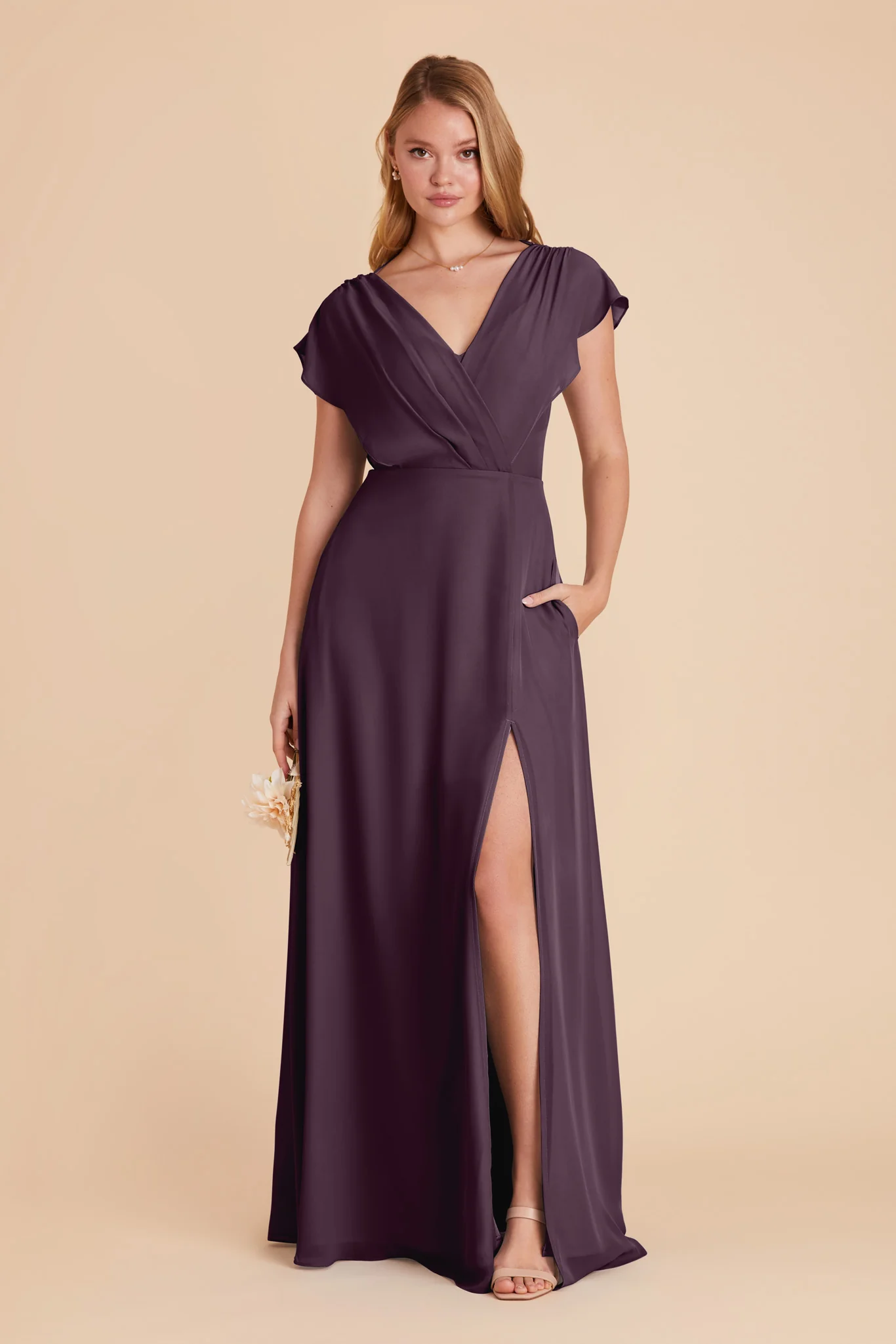 Violet Chiffon Dress - Plum - Image 8