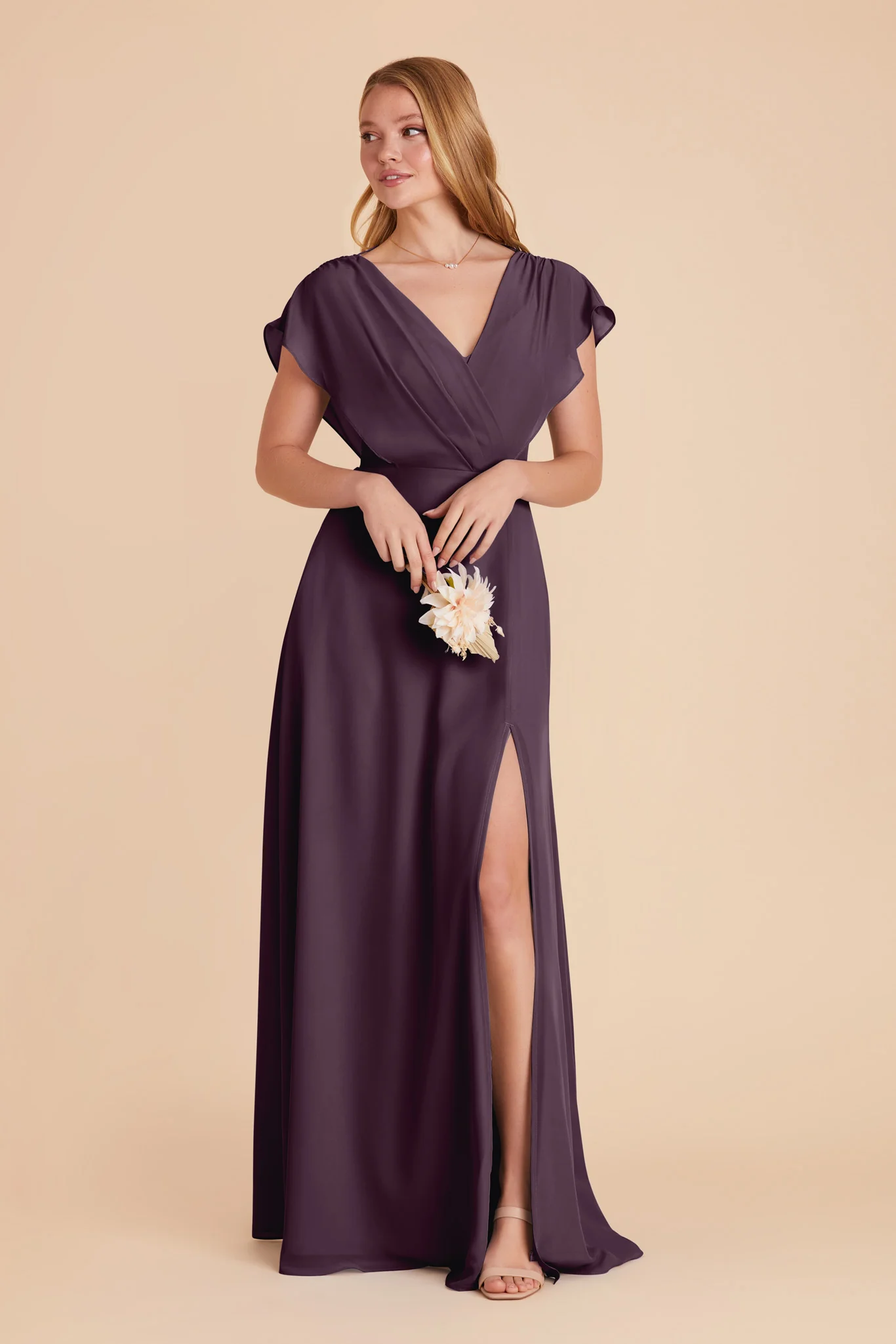 Violet Chiffon Dress - Plum - Image 9