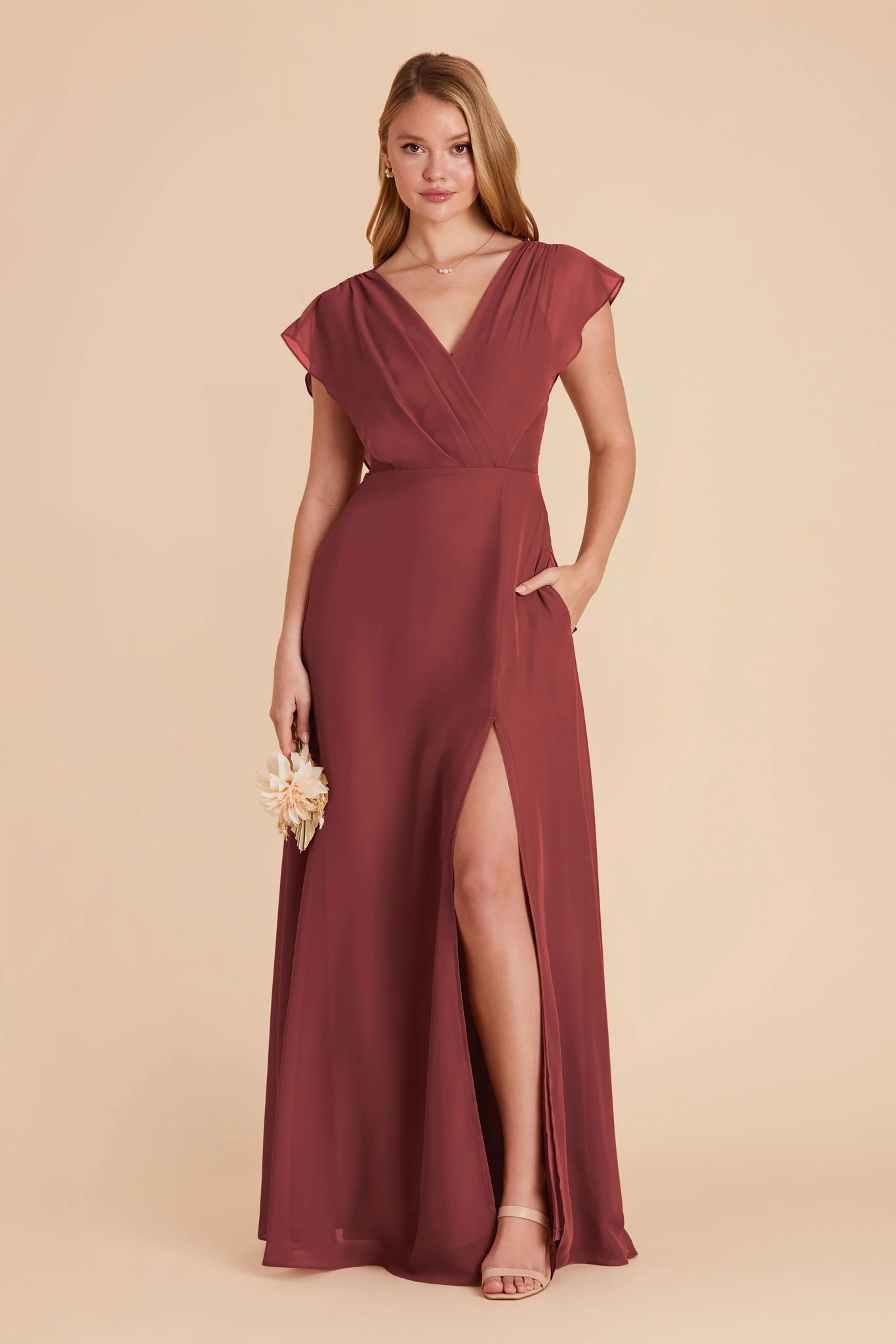 Violet Chiffon Dress - Rosewood - Image 4