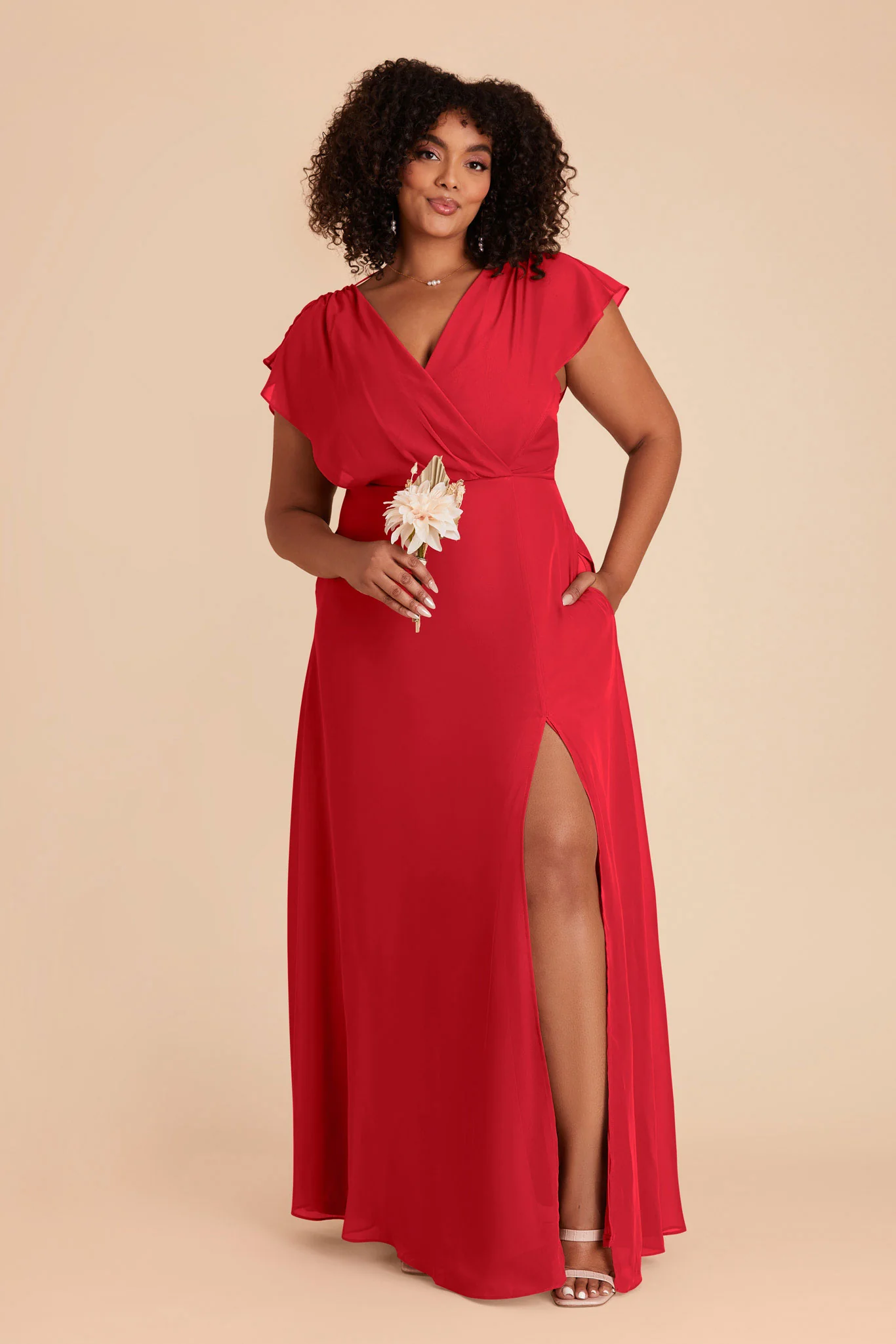 Violet Chiffon Dress - Ruby Red - Image 2