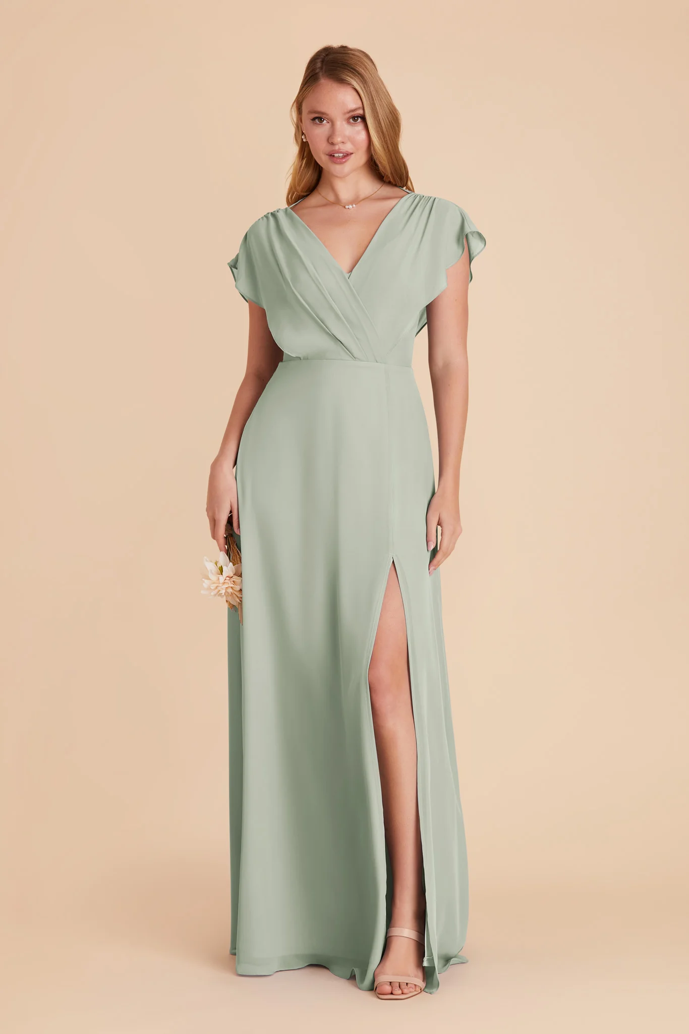 Violet Chiffon Dress - Sage