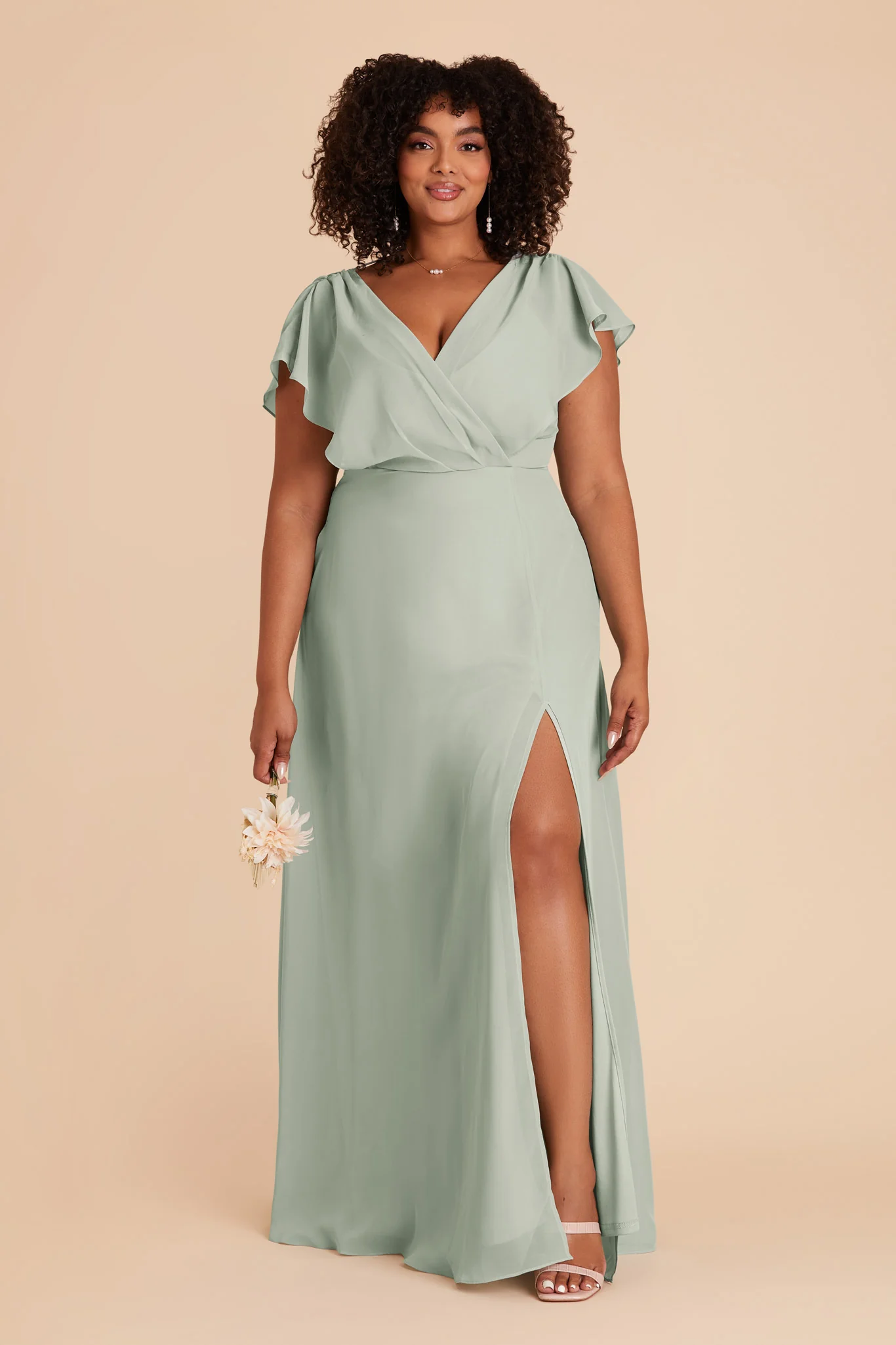 Violet Chiffon Dress - Sage - Image 10