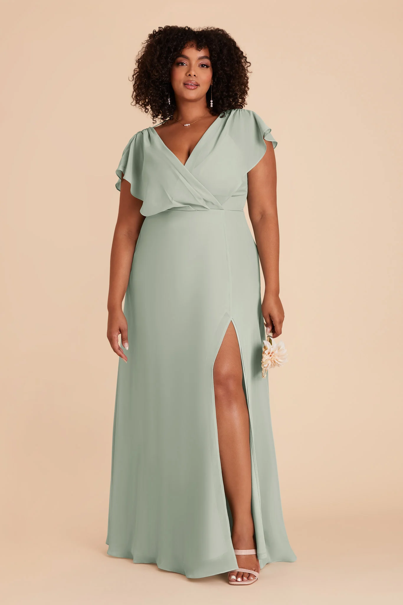 Violet Chiffon Dress - Sage - Image 14