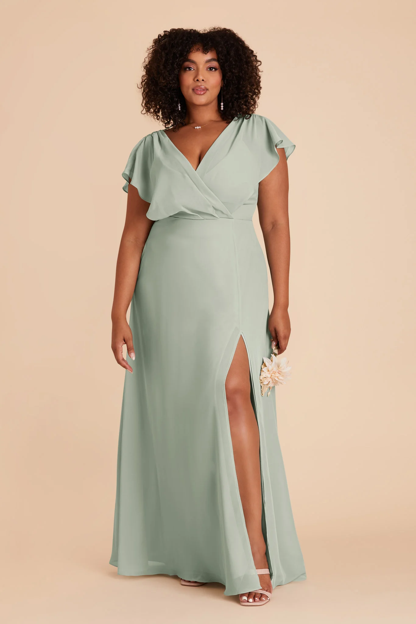 Violet Chiffon Dress - Sage - Image 2