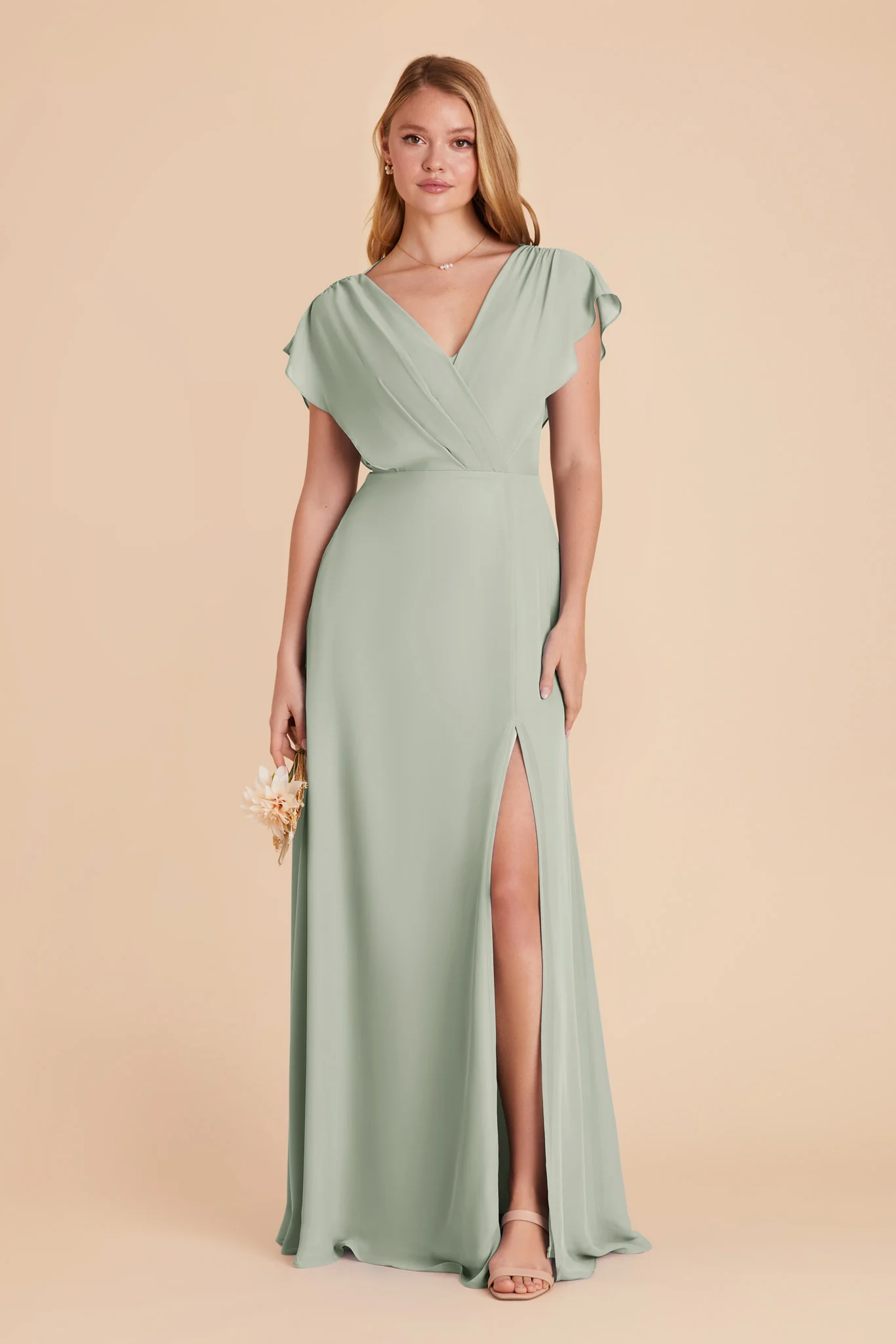 Violet Chiffon Dress - Sage - Image 3