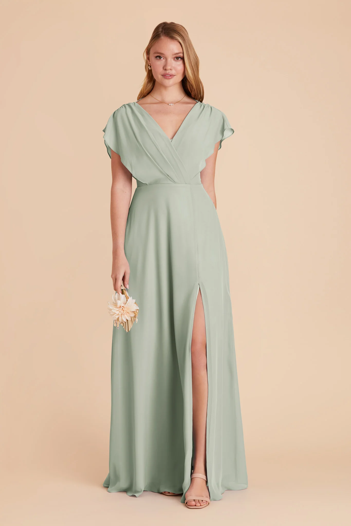 Violet Chiffon Dress - Sage - Image 4