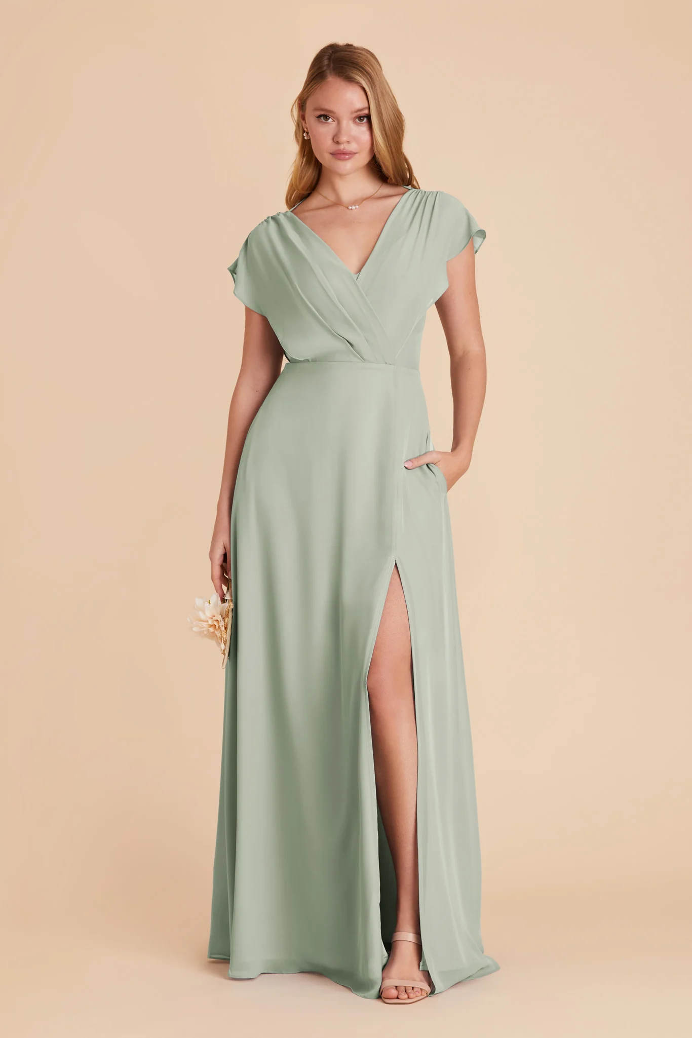 Violet Chiffon Dress - Sage - Image 6