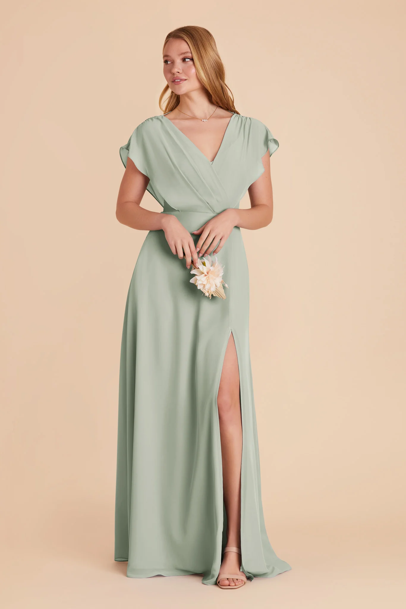 Violet Chiffon Dress - Sage - Image 7