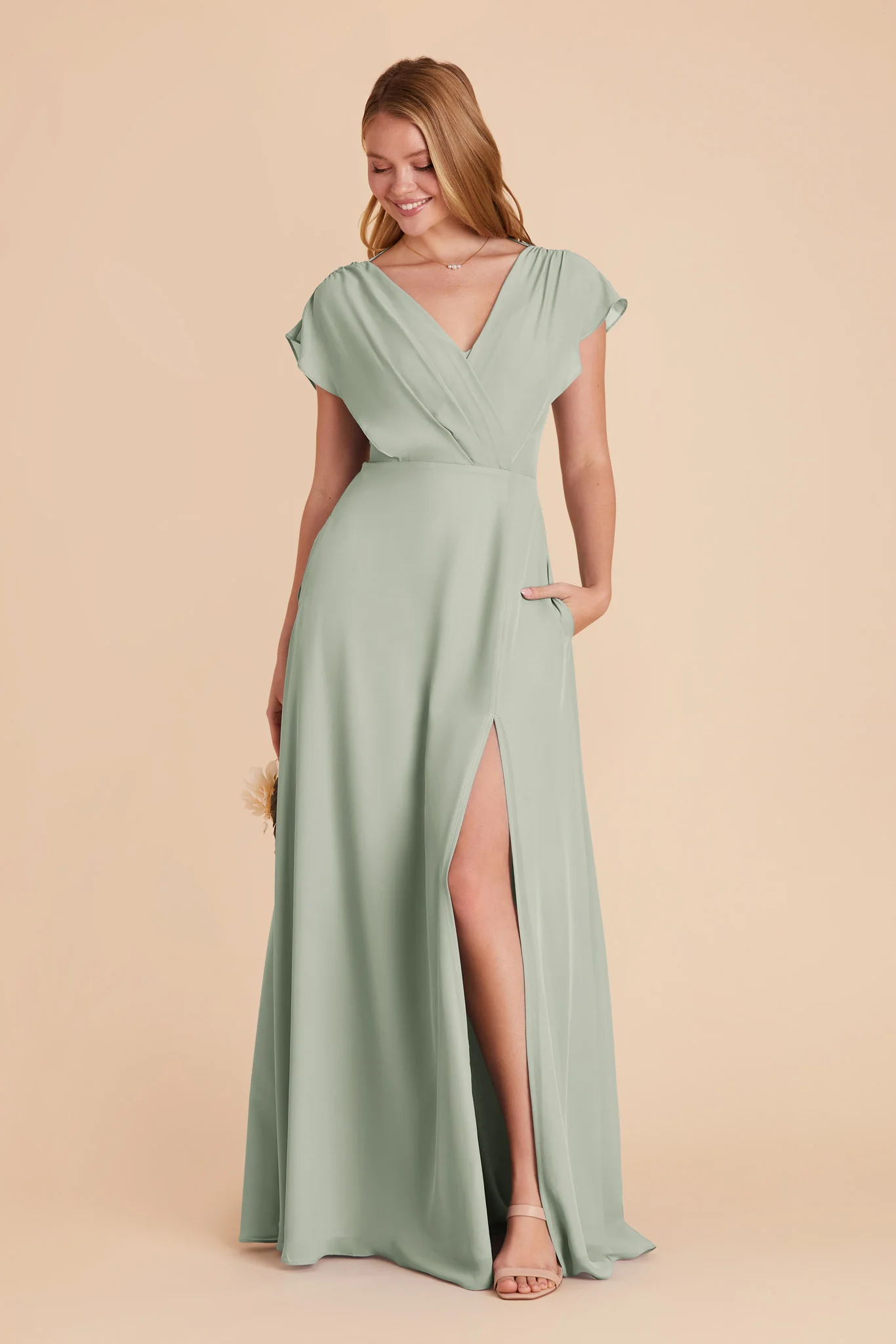 Violet Chiffon Dress - Sage - Image 9
