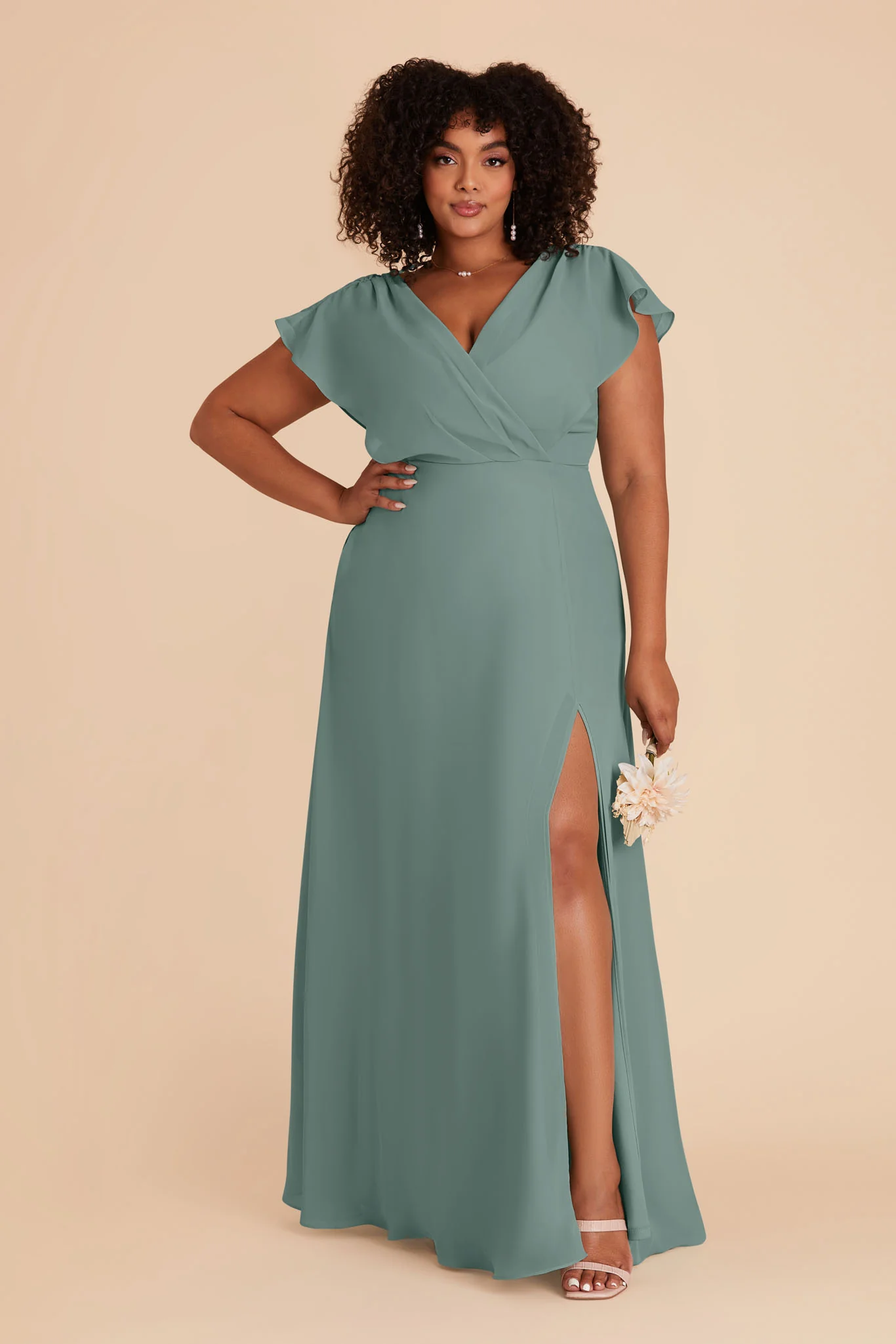 Violet Chiffon Dress - Sea Glass - Image 12