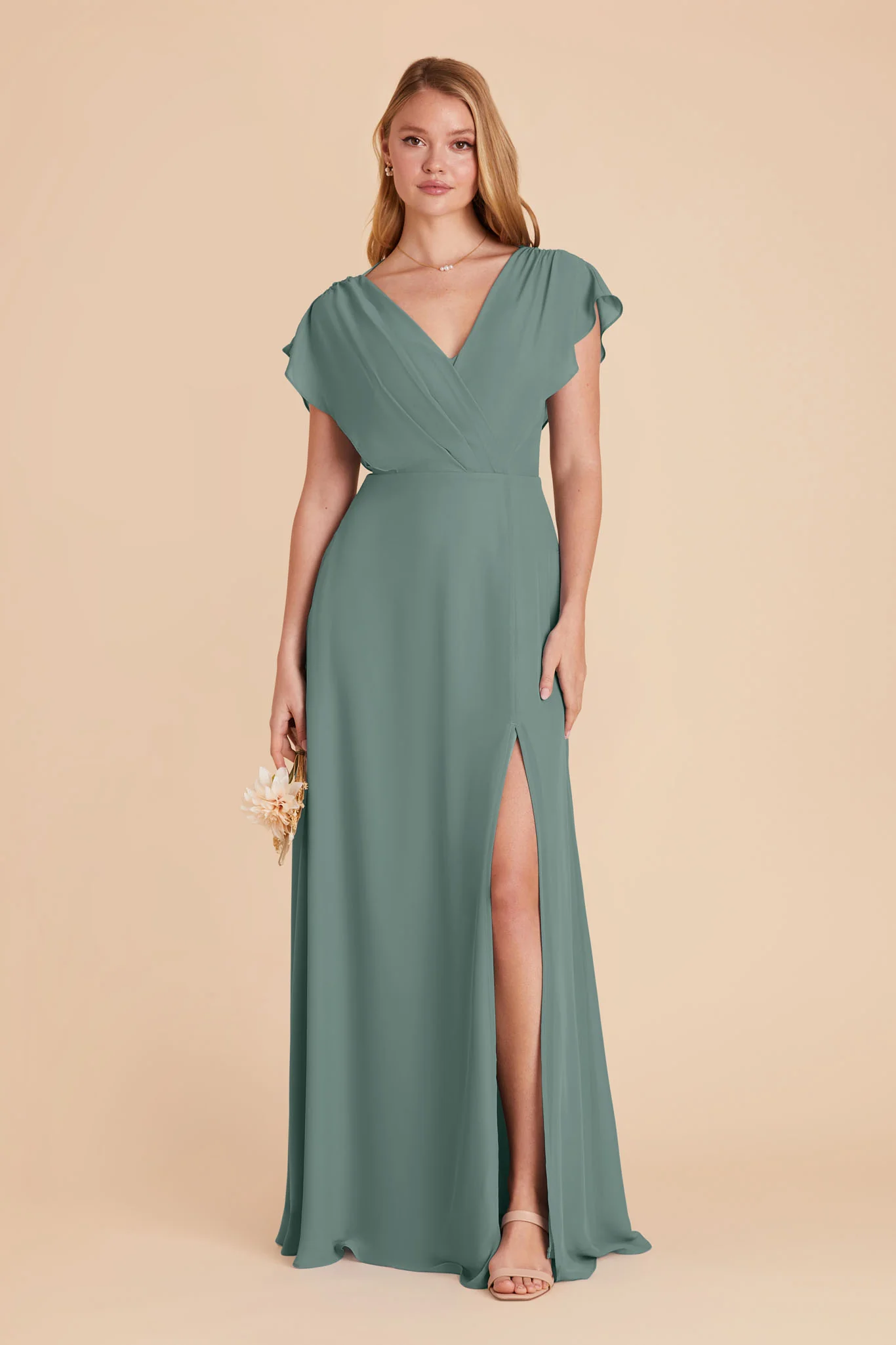 Violet Chiffon Dress - Sea Glass - Image 3