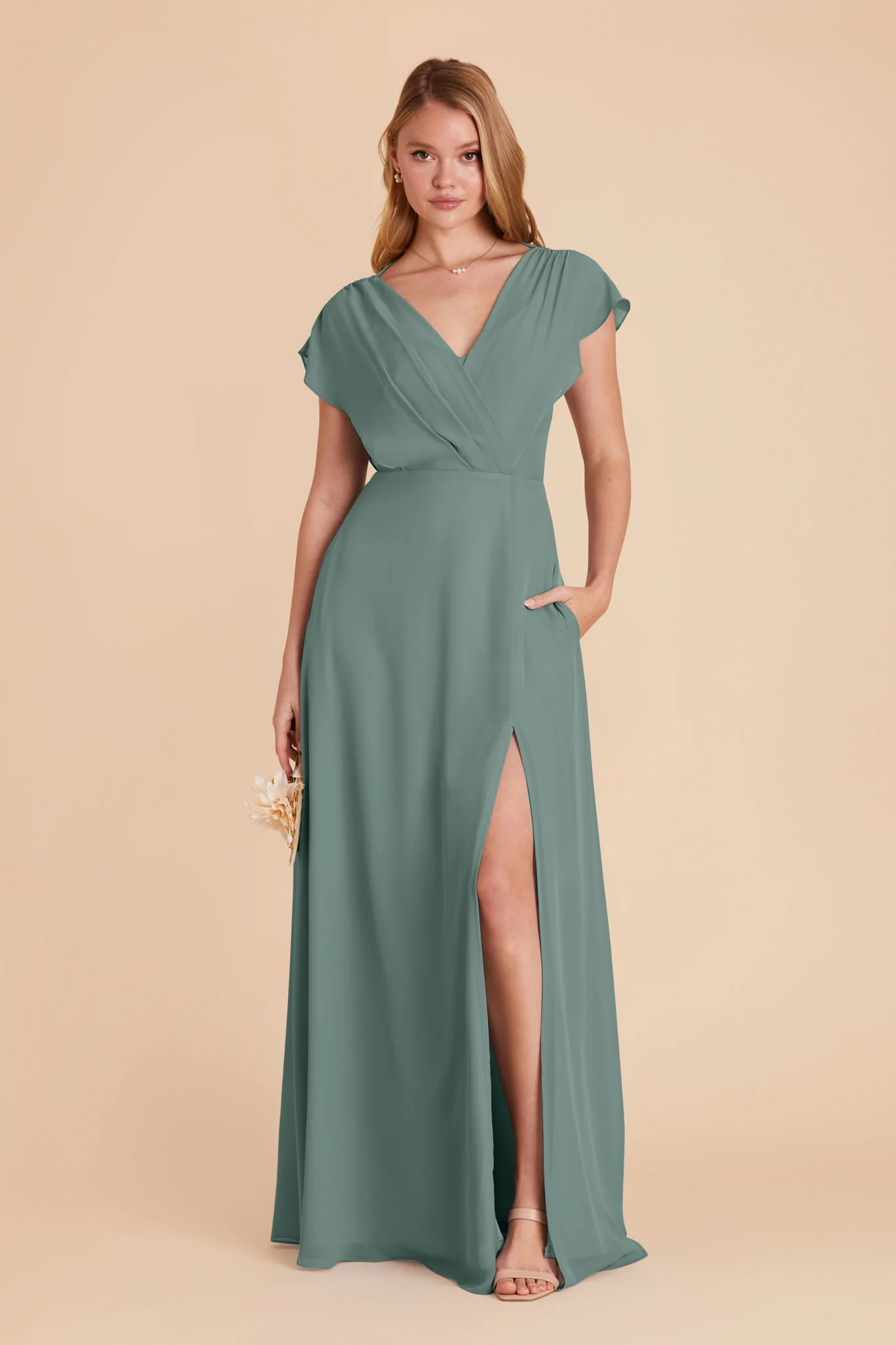 Violet Chiffon Dress - Sea Glass - Image 5