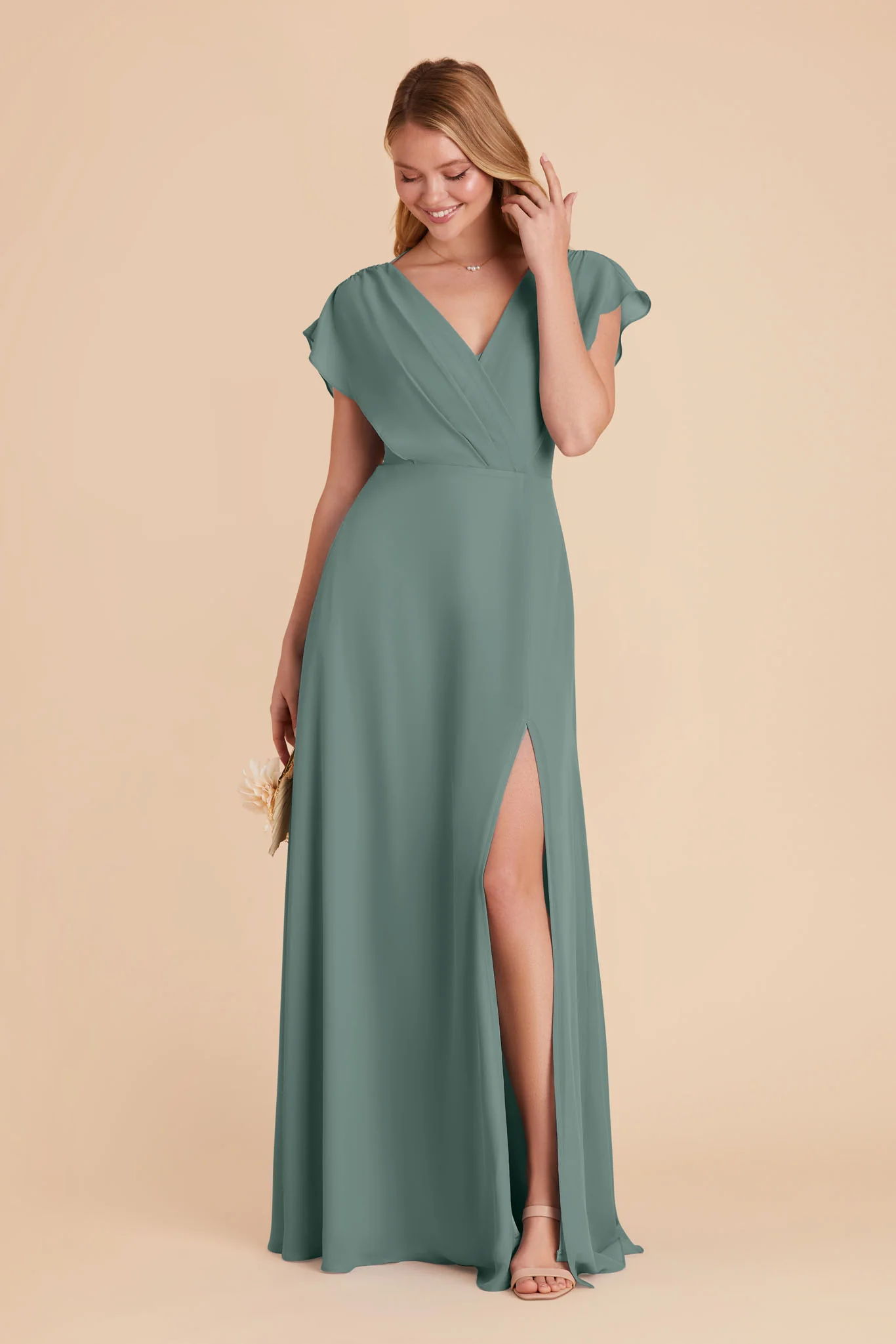Violet Chiffon Dress - Sea Glass - Image 6