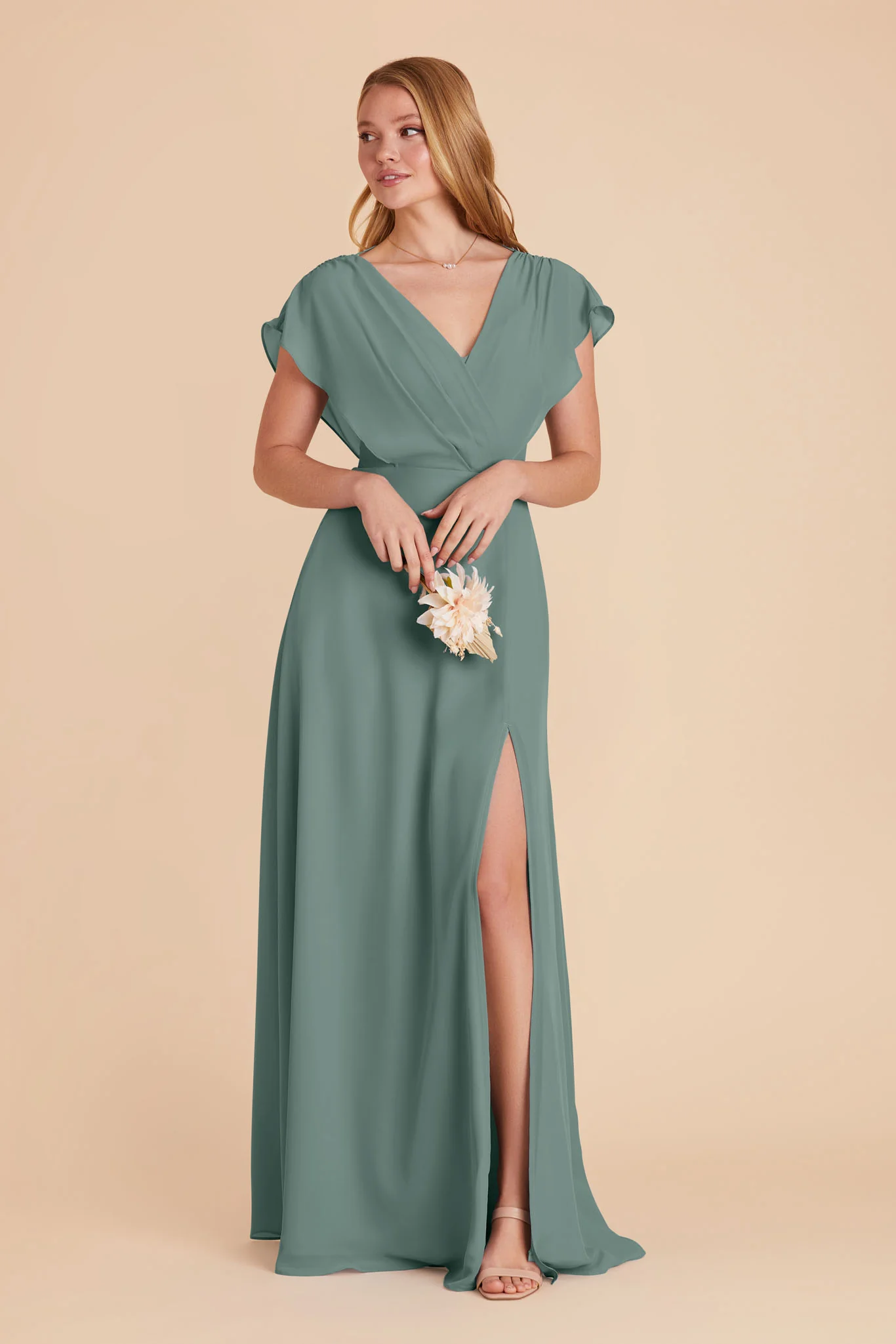 Violet Chiffon Dress - Sea Glass - Image 7