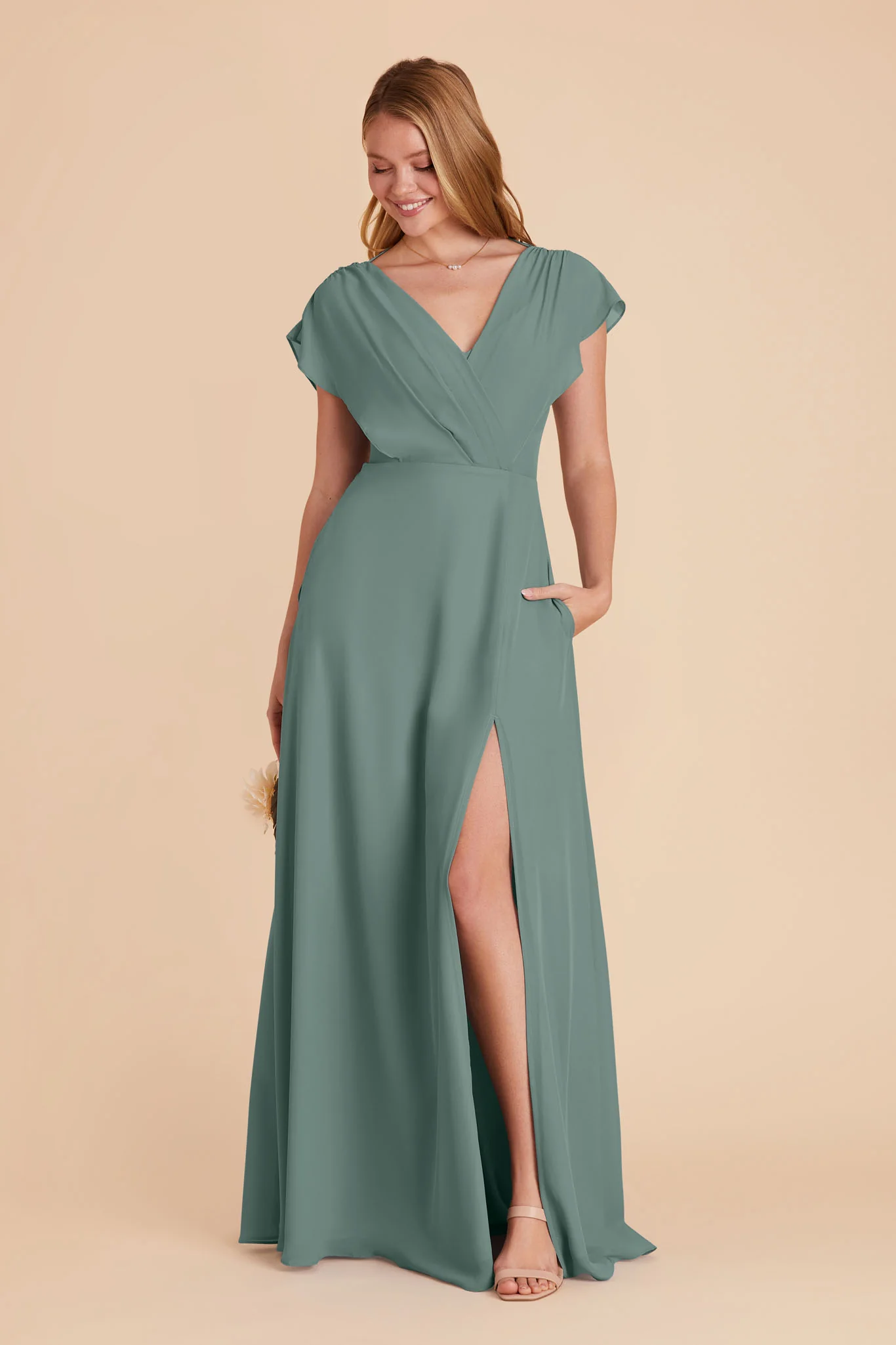 Violet Chiffon Dress - Sea Glass - Image 9