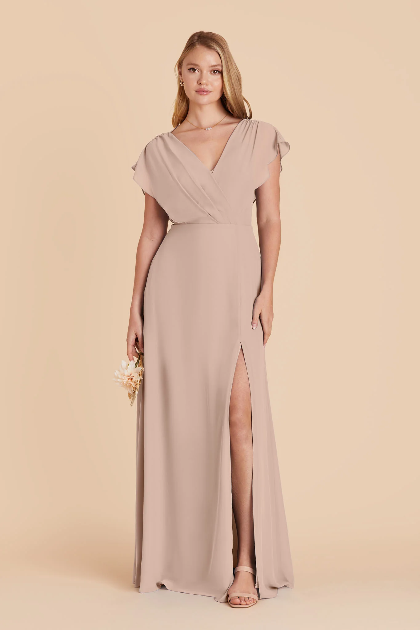 Violet Chiffon Dress - Taupe