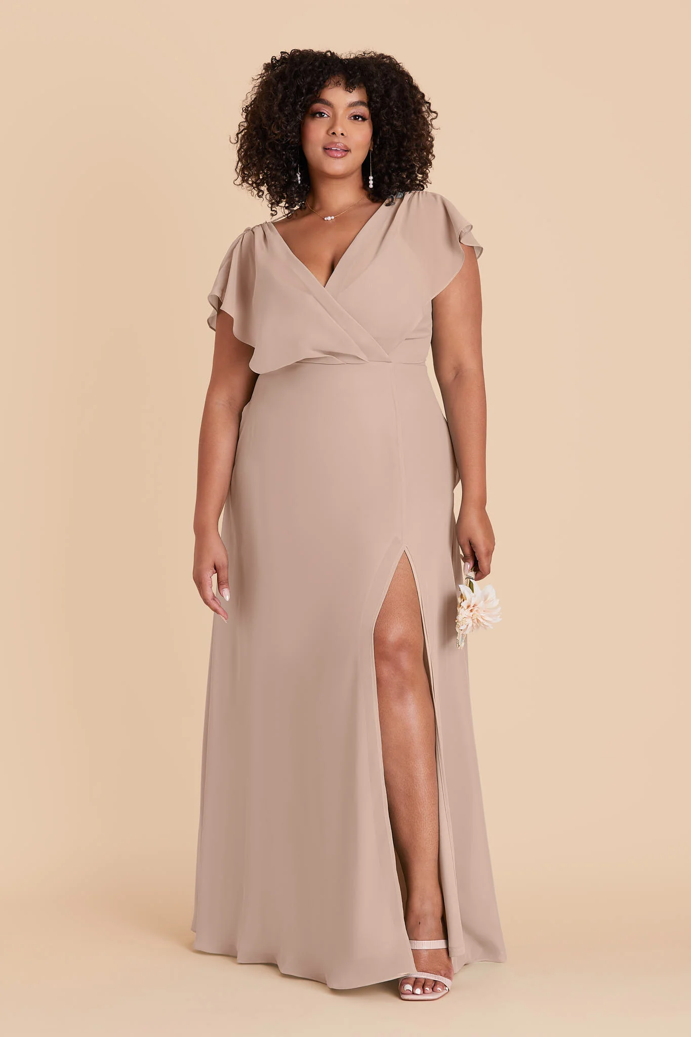 Violet Chiffon Dress - Taupe - Image 2